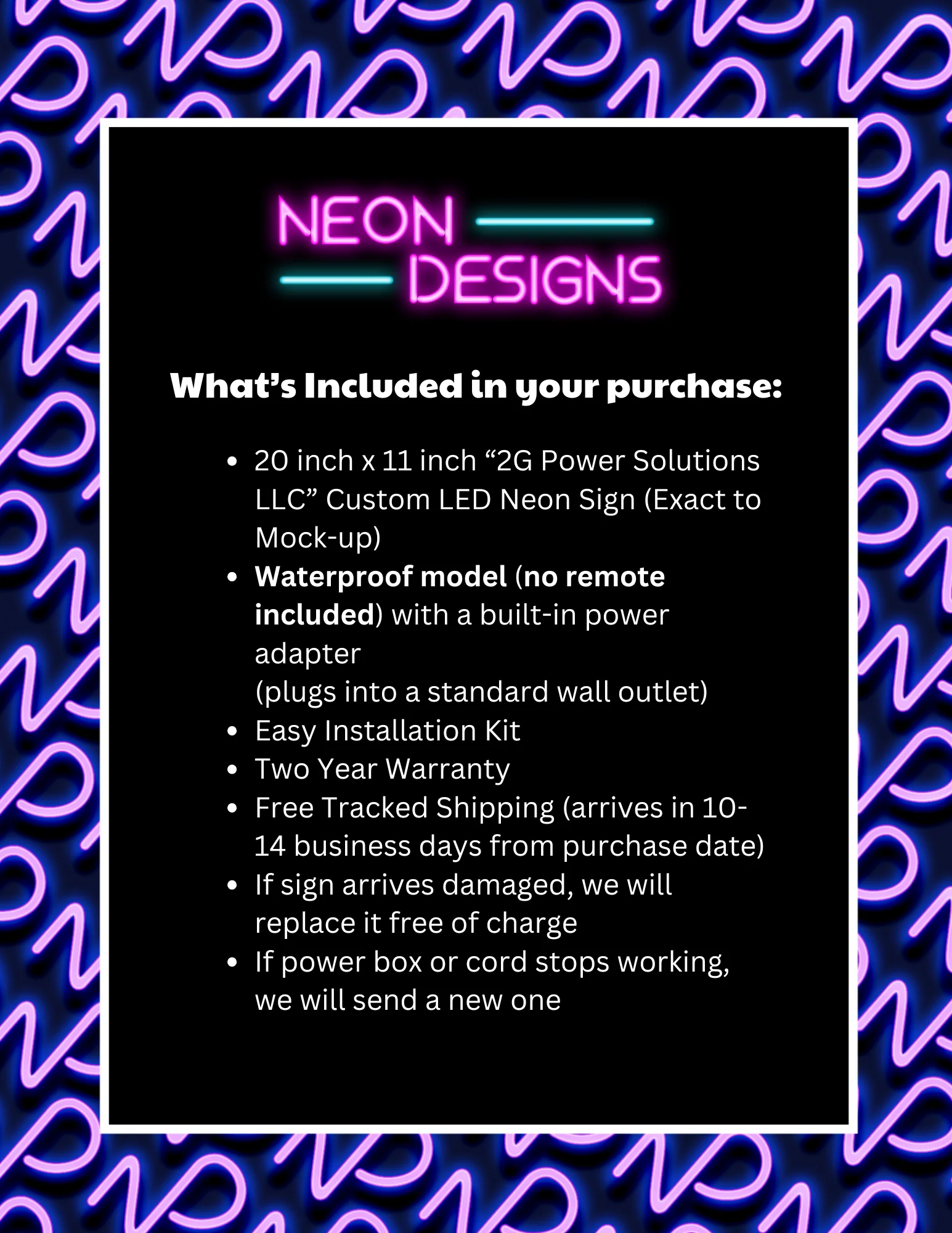 2G Power Solutions LLC - Premium Neon Artwork - Image 2