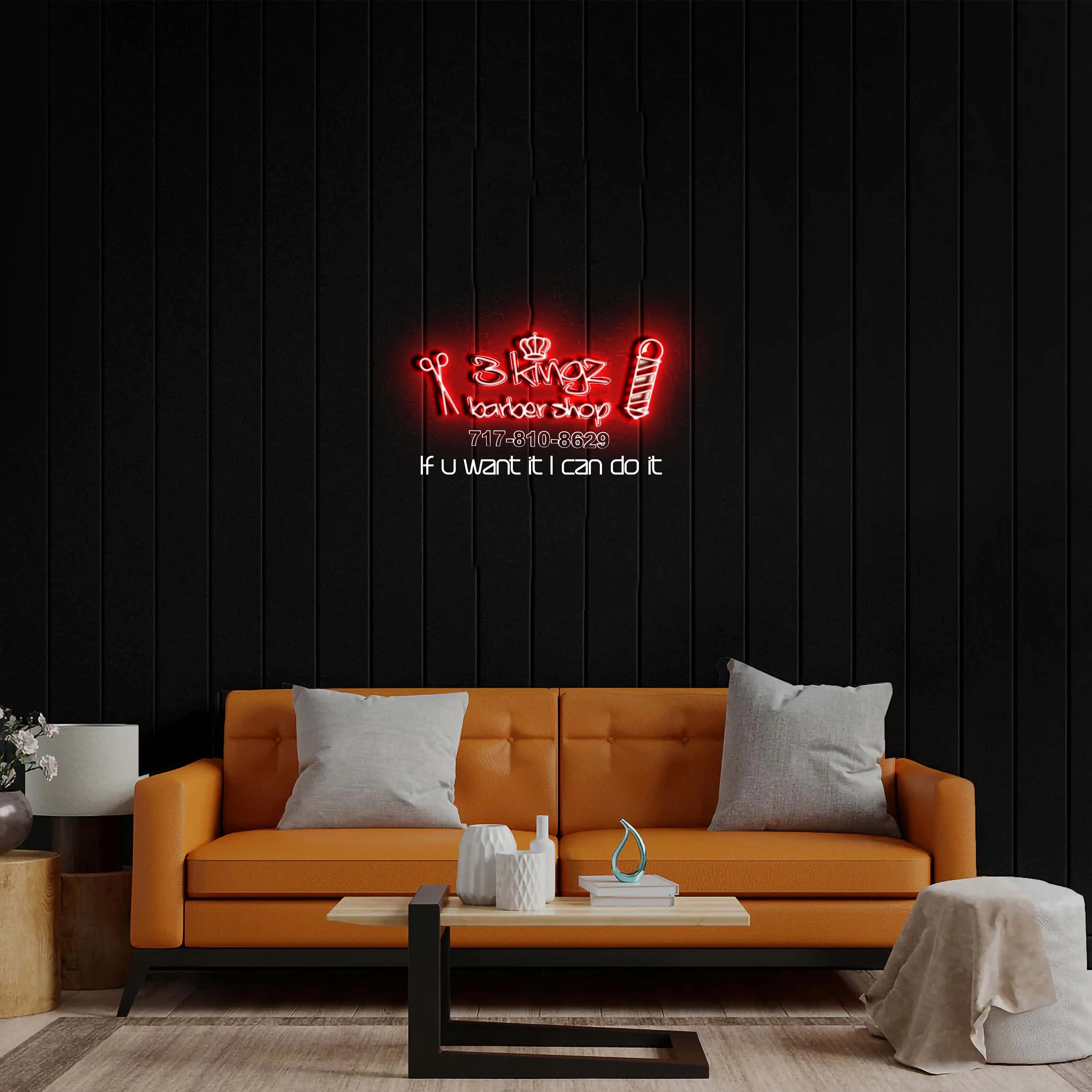 3 kingz Barbershop - Premium Neon Artwork