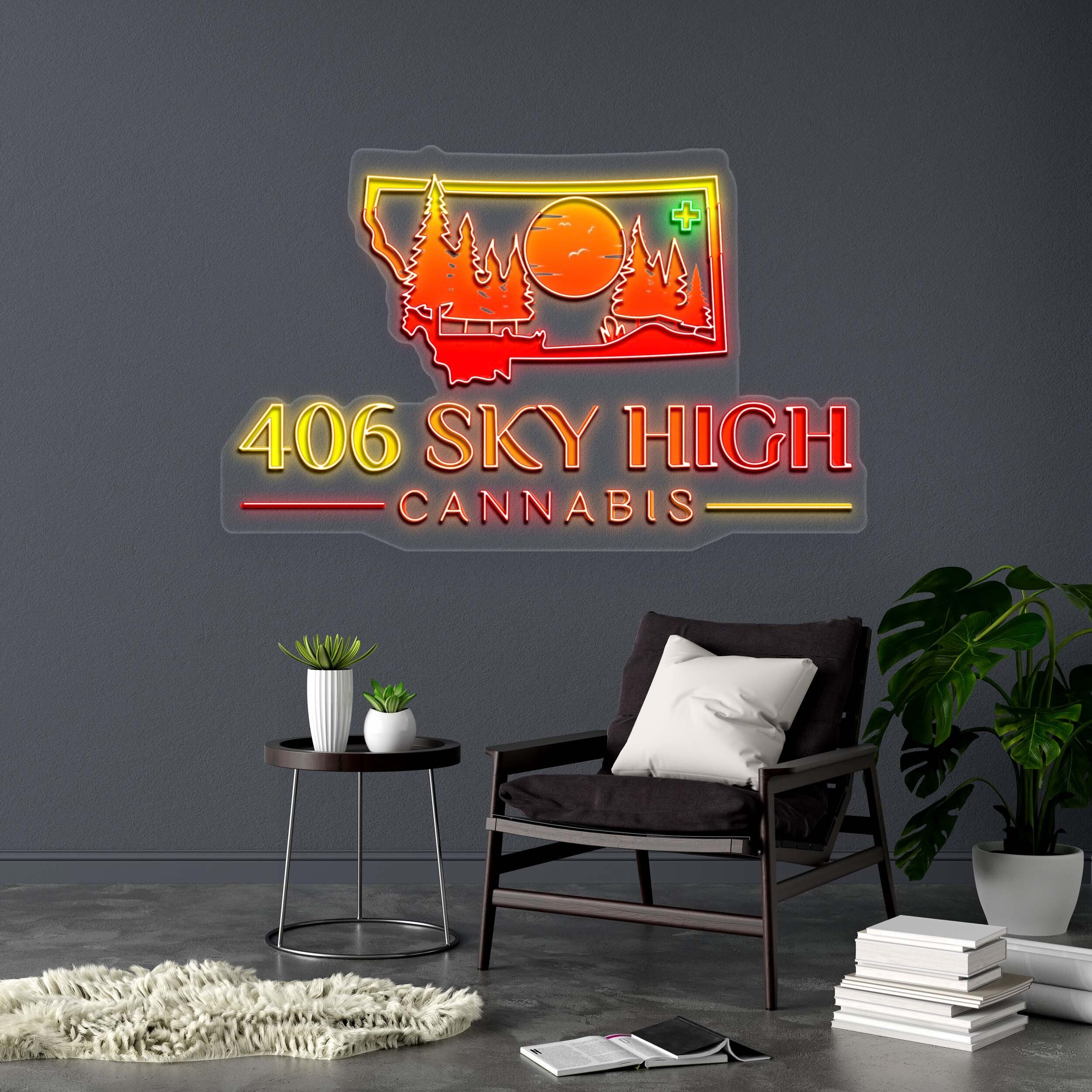 406 SKY HIGH CANNABIS - Premium Neon Artwork