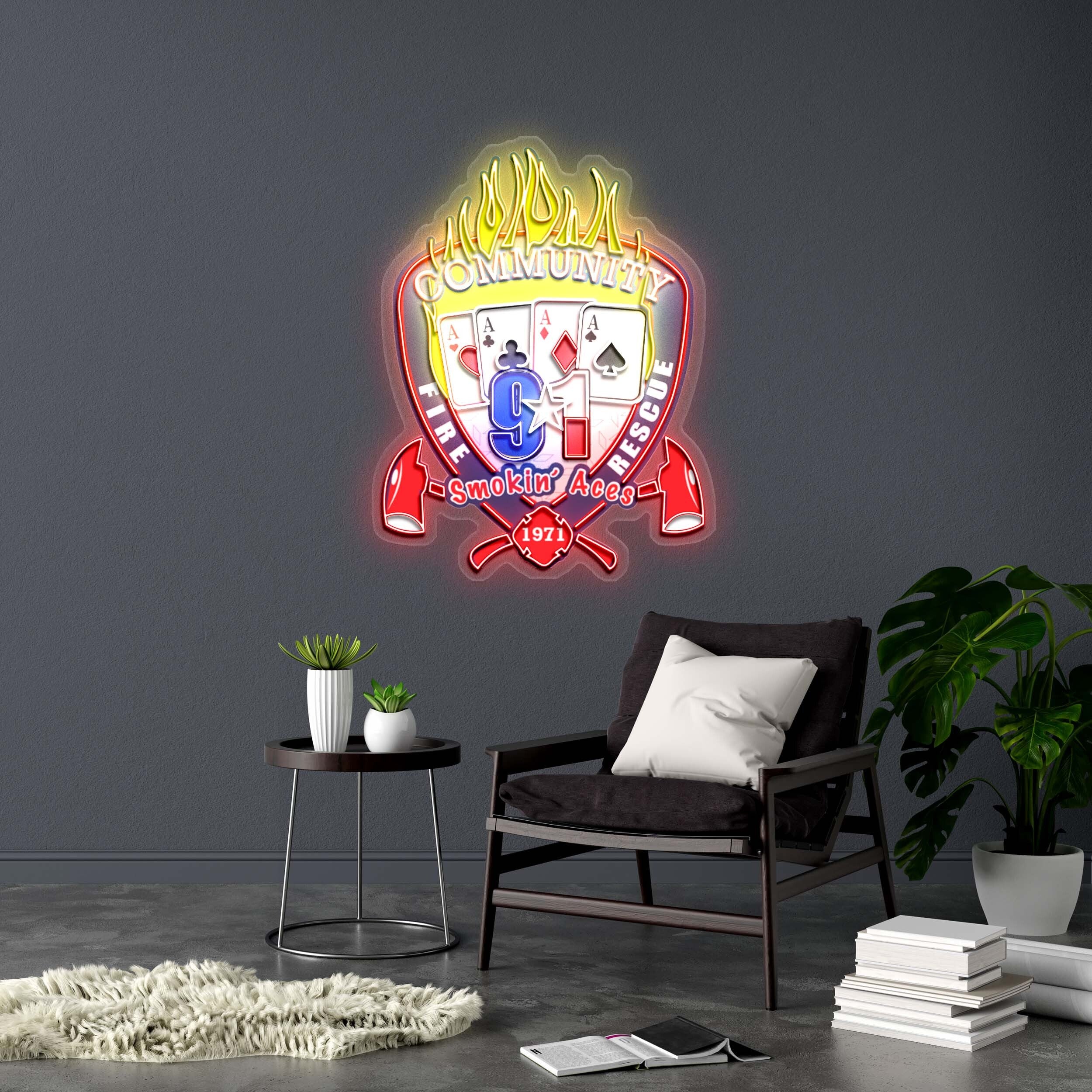 91 Smokin' Aces - Premium Neon Artwork Â