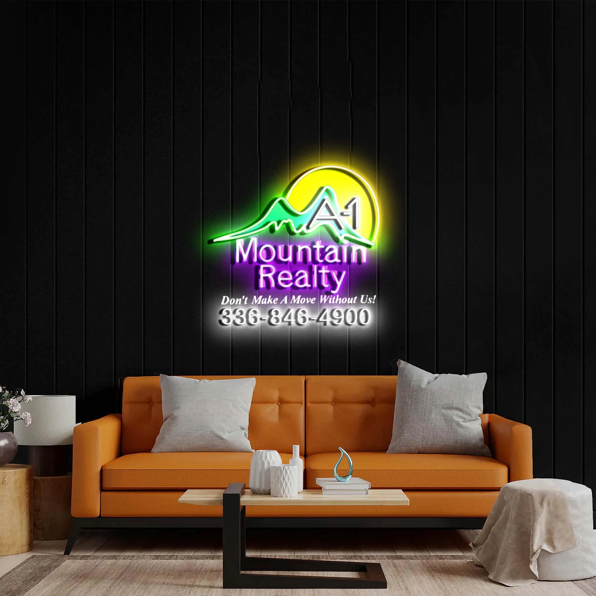 A-1 Mountain Realty (with phone number) – Premium Neon Artwork