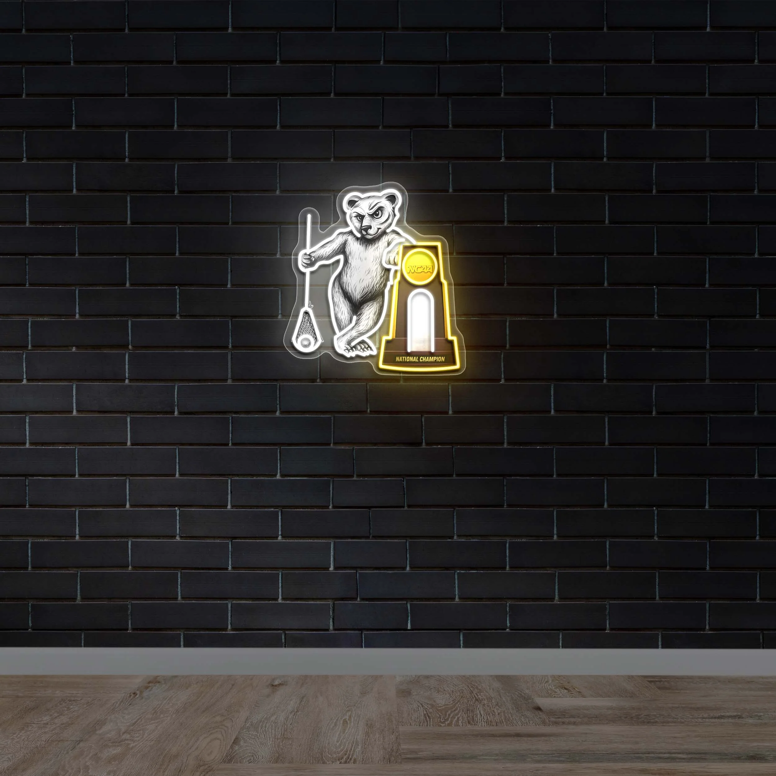 A bear with NCAA D1 trophy - Premium Neon Artwork