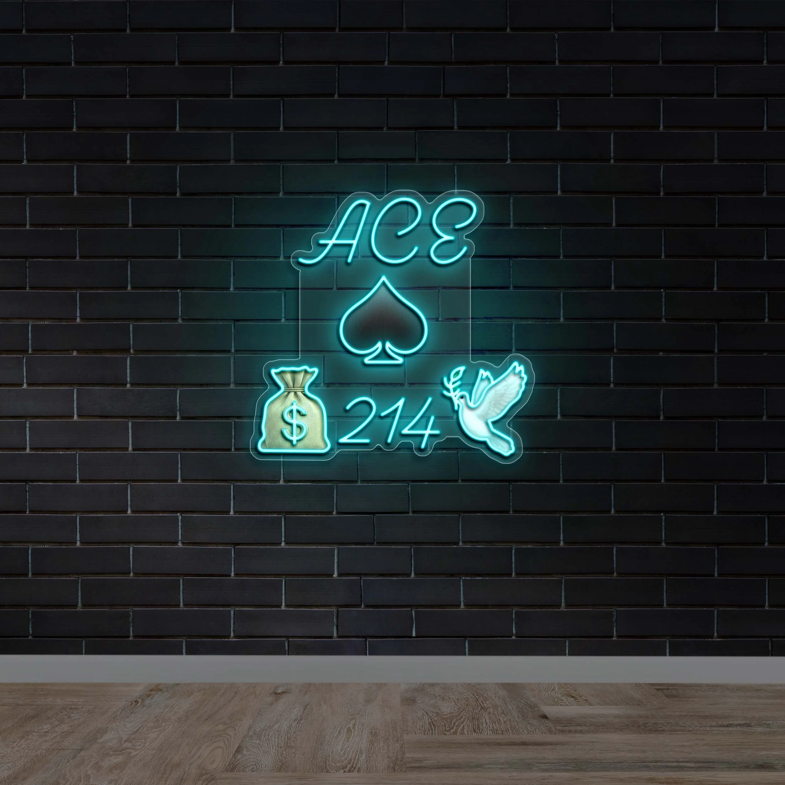 ACE 214 Money Bag Dove - Premium Neon Artwork