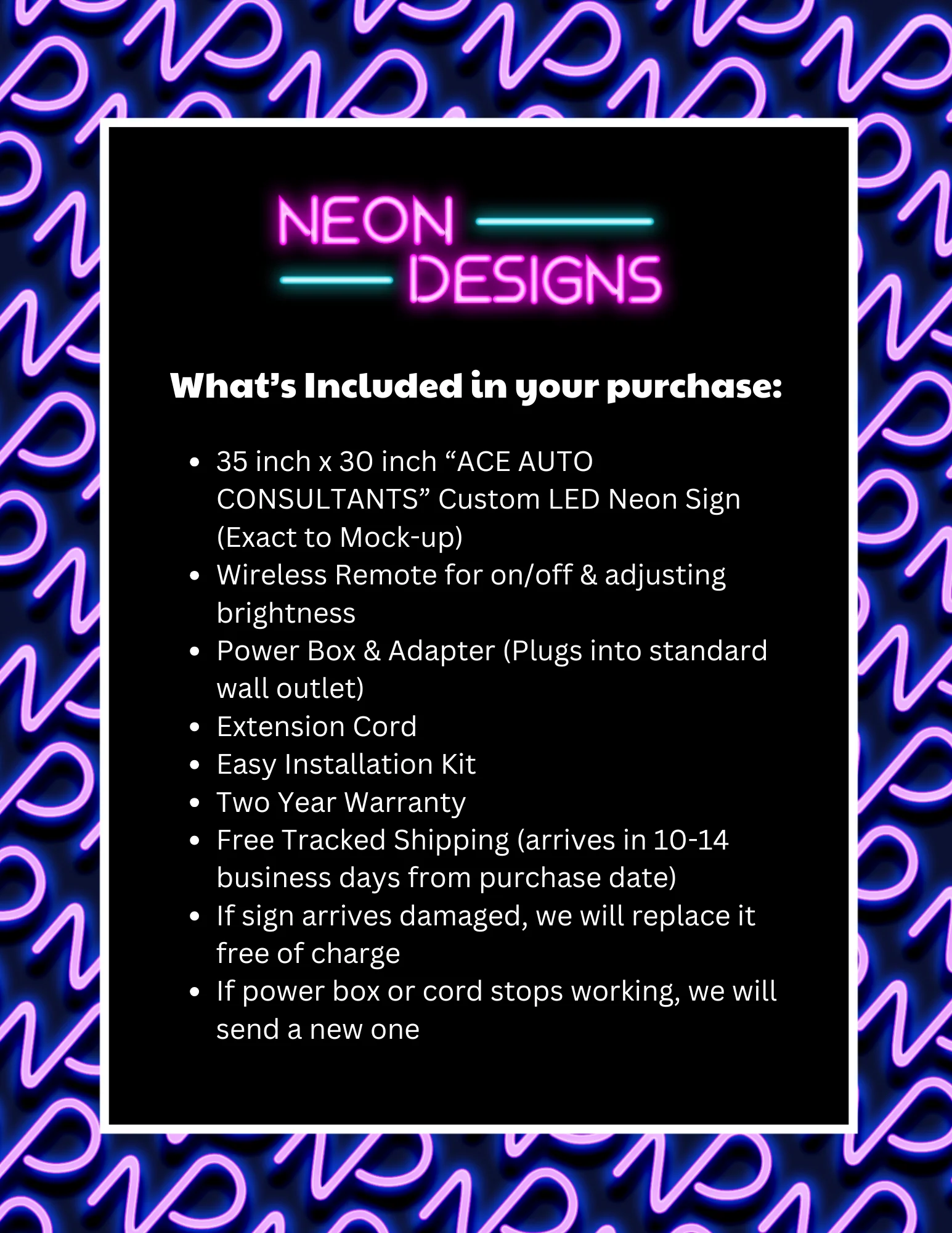 ACE AUTO CONSULTANTS - Premium Neon Artwork - Image 2