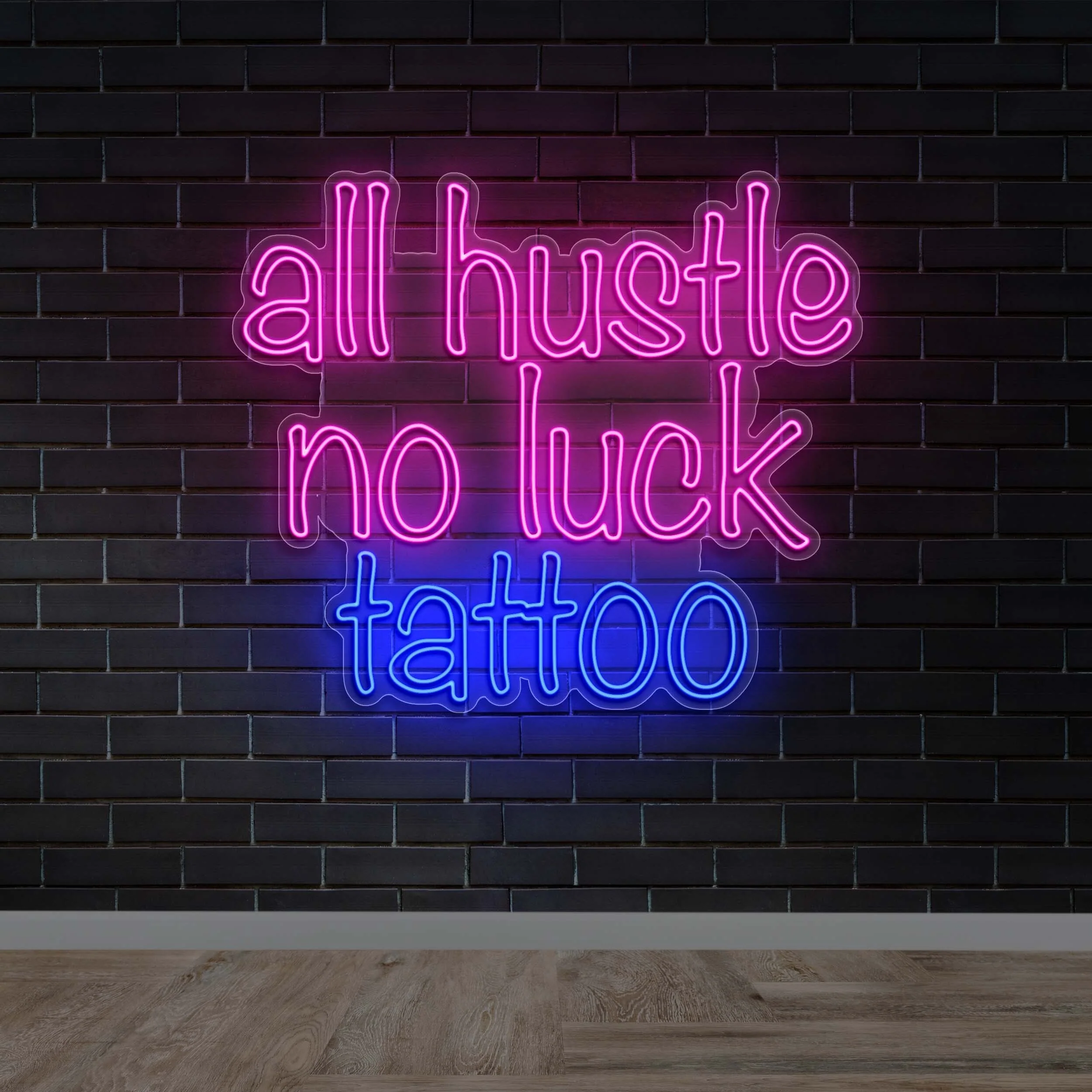 All Hustle No Luck Tattoo - Premium Neon Artwork
