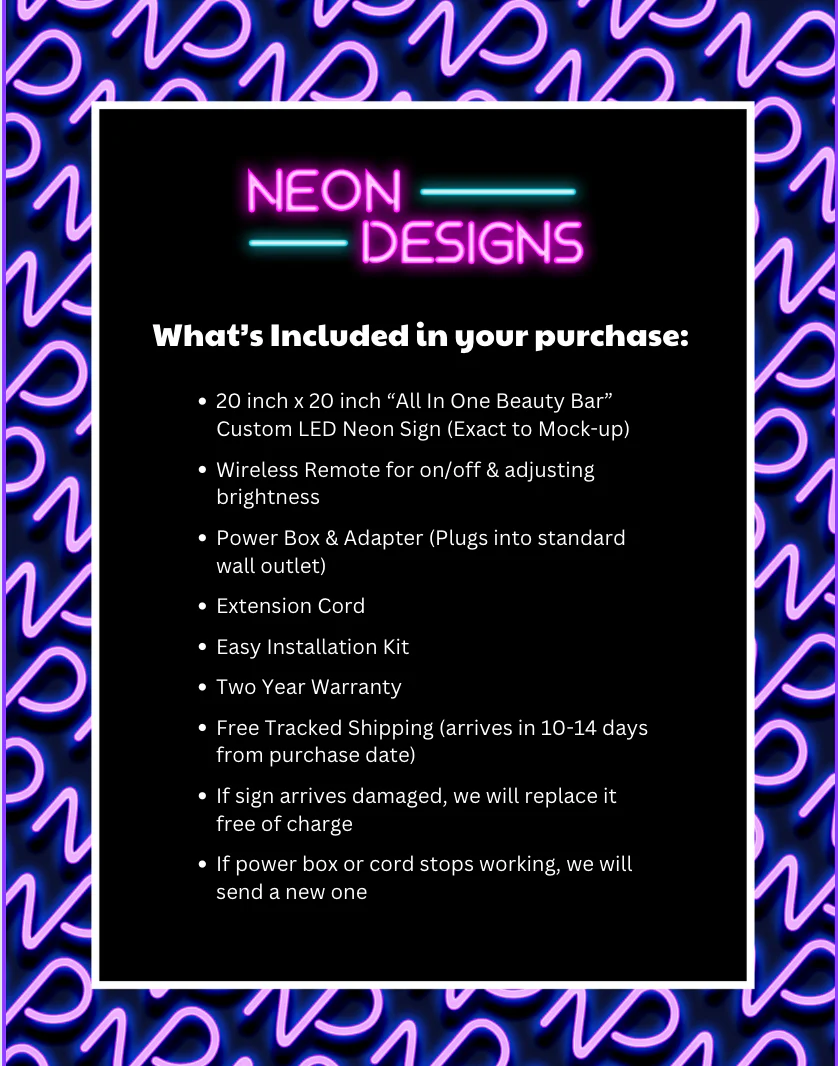 All In One Beauty Bar - Premium Neon Artwork - Image 2