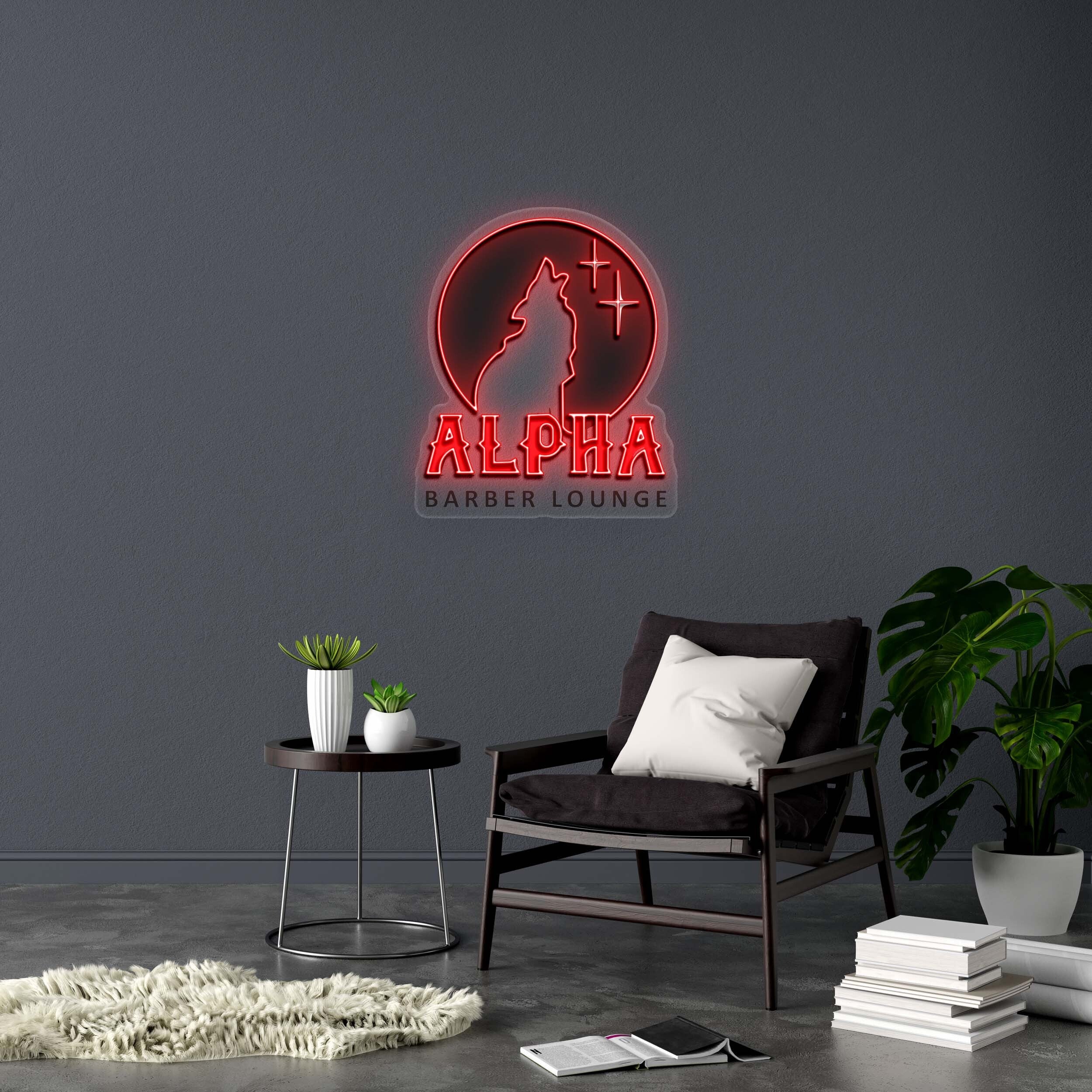 ALPHA BARBER LOUNGE - Premium Neon Artwork