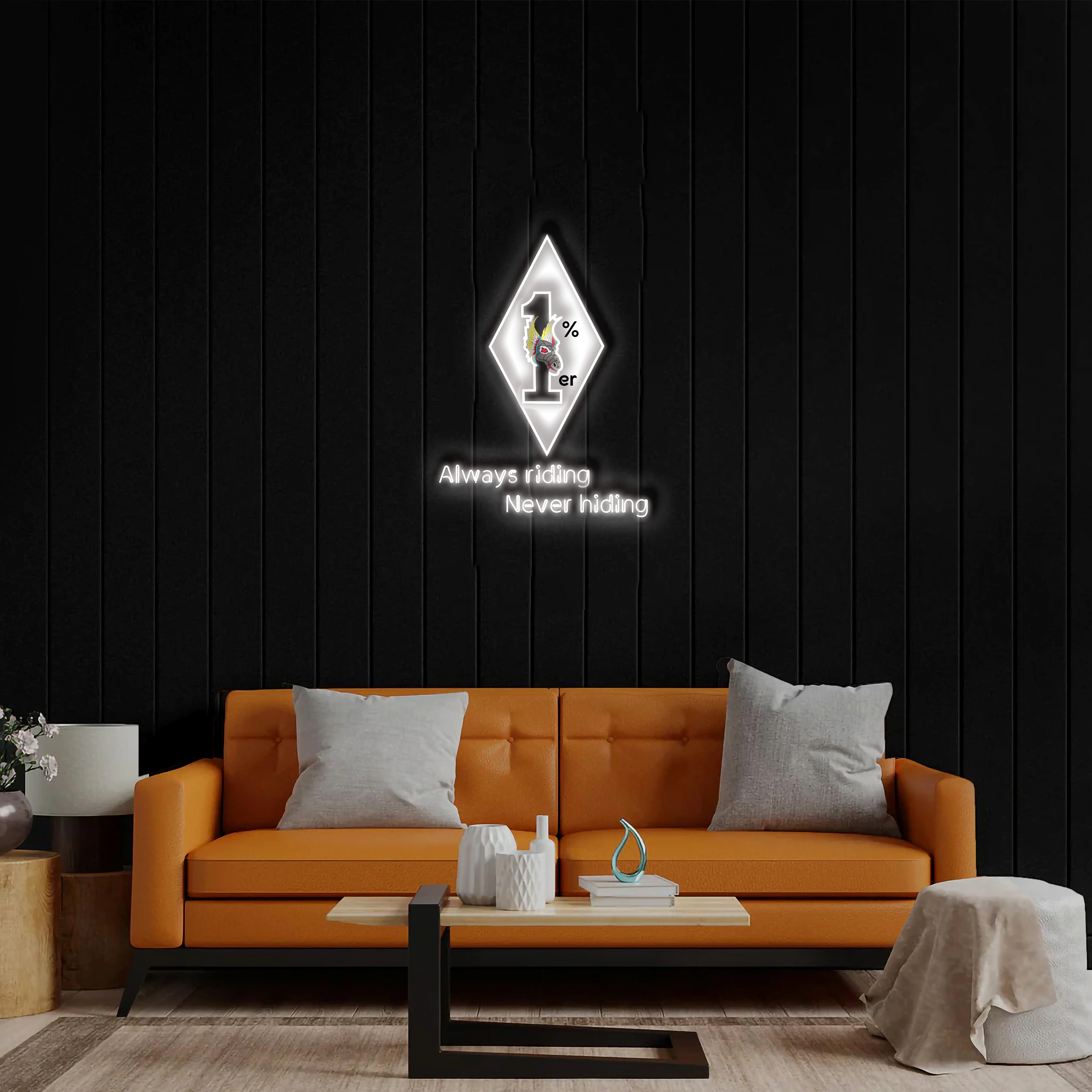 Always Riding Never Hiding - Premium Neon Artwork
