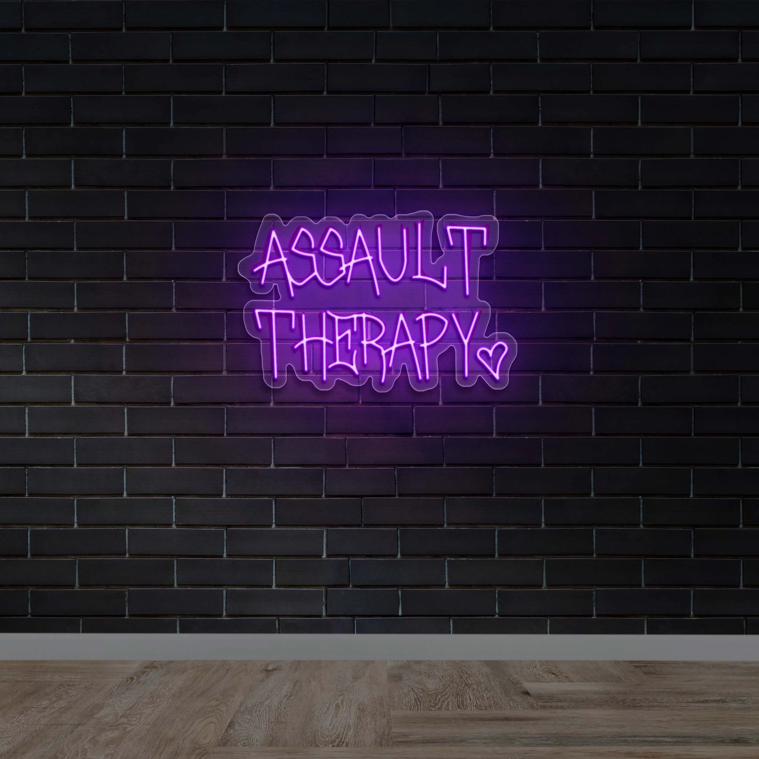 Assault Therapy (October Crow font, with heart) - Premium Neon Artwork
