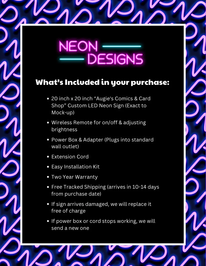 Augie's Comics & Cards Shop - Premium Neon Artwork - Image 2