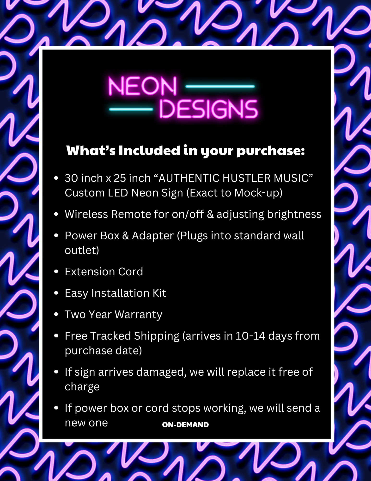 AUTHENTIC HUSTLER MUSIC - Premium Neon Artwork - Image 2