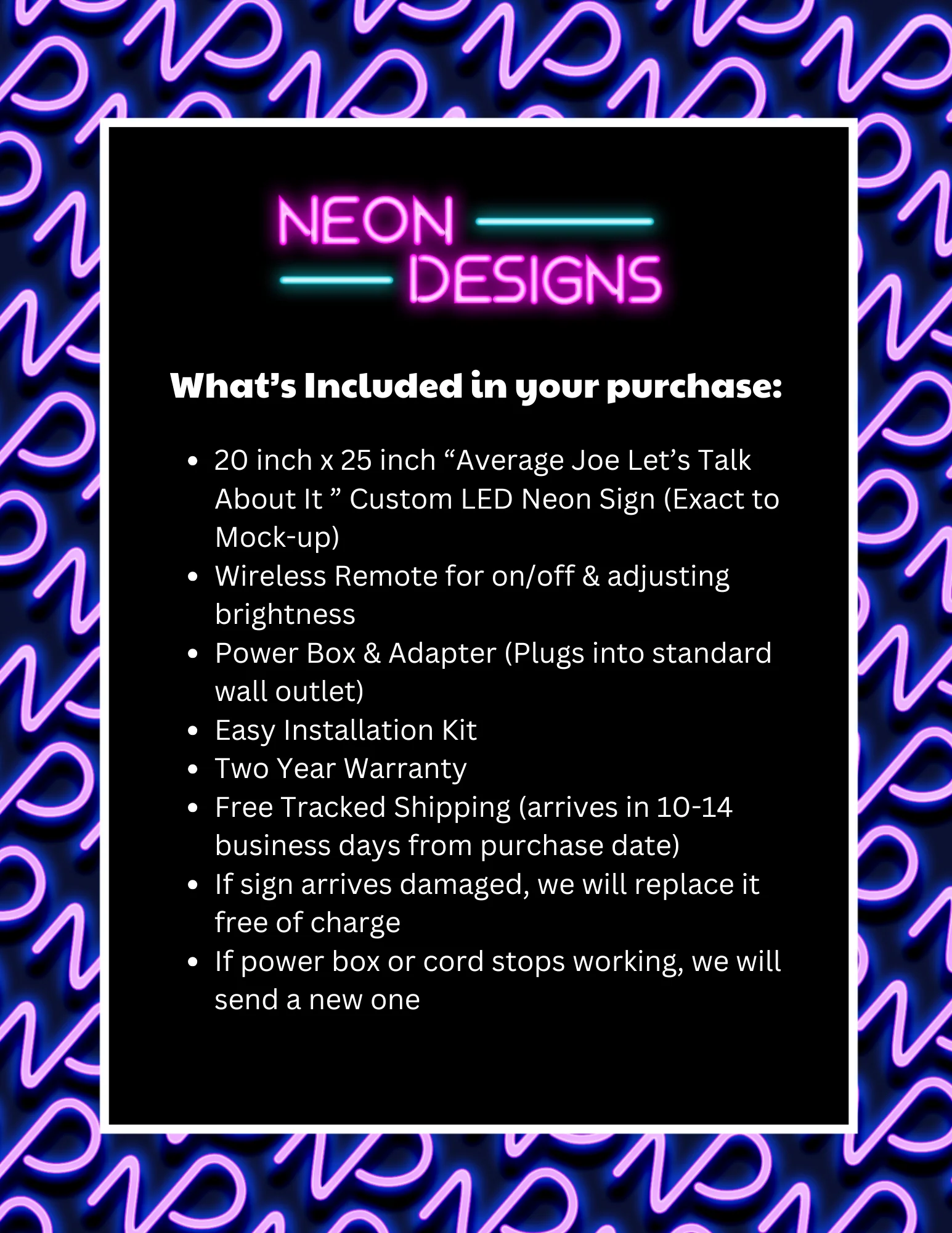 Average Joe Let’s Talk About It - Premium Neon Artwork - Image 2