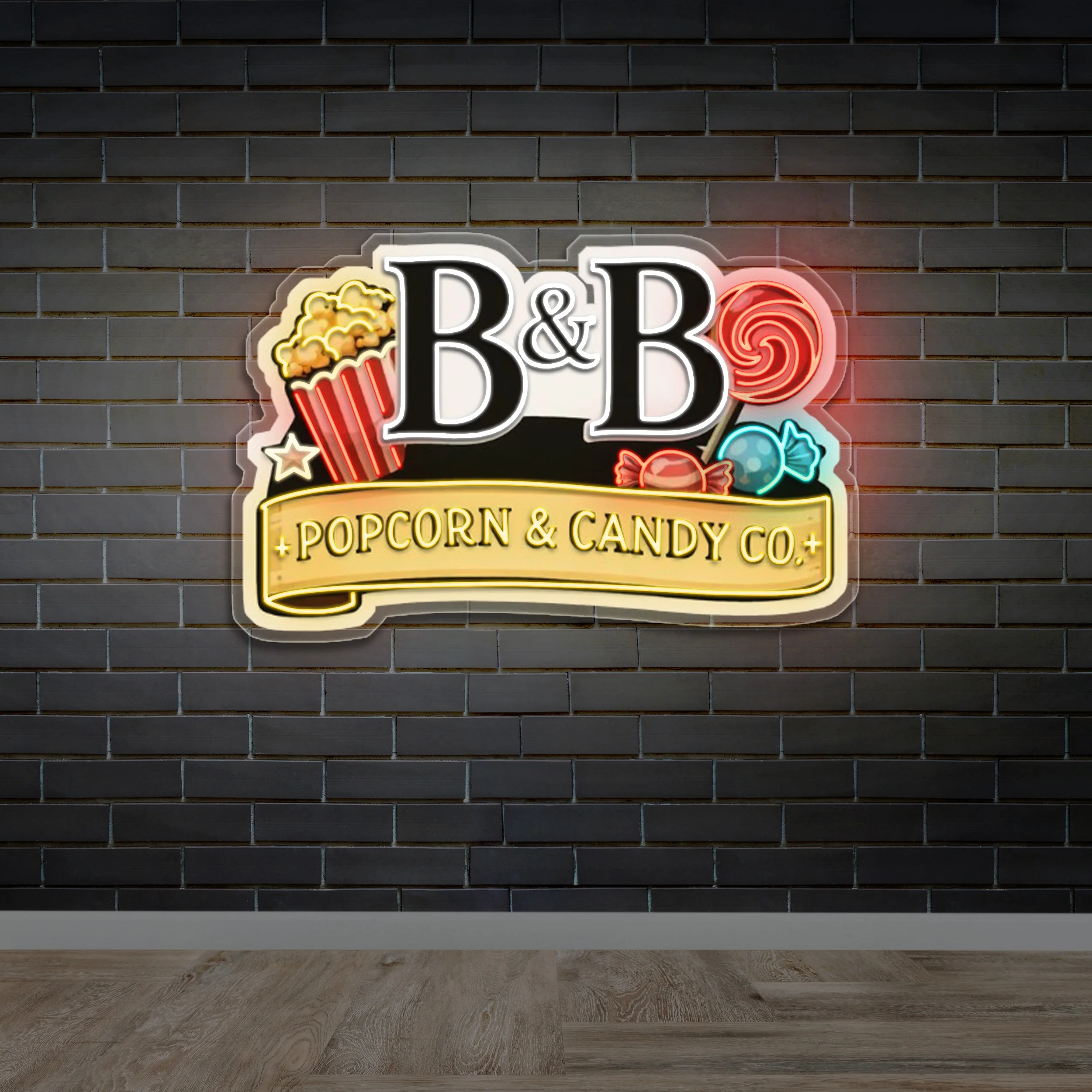 B&B POPCORN CANDY CO - Premium Neon Artwork
