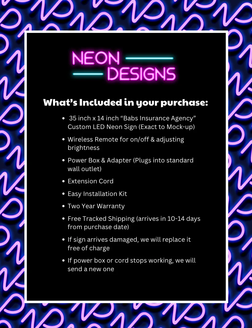 Babs Insurance Agency - Premium Neon Artwork - Image 2