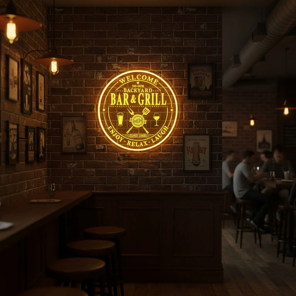 Backyard Bar & Grill Vintage Custom LED Neon Sign - Image 3