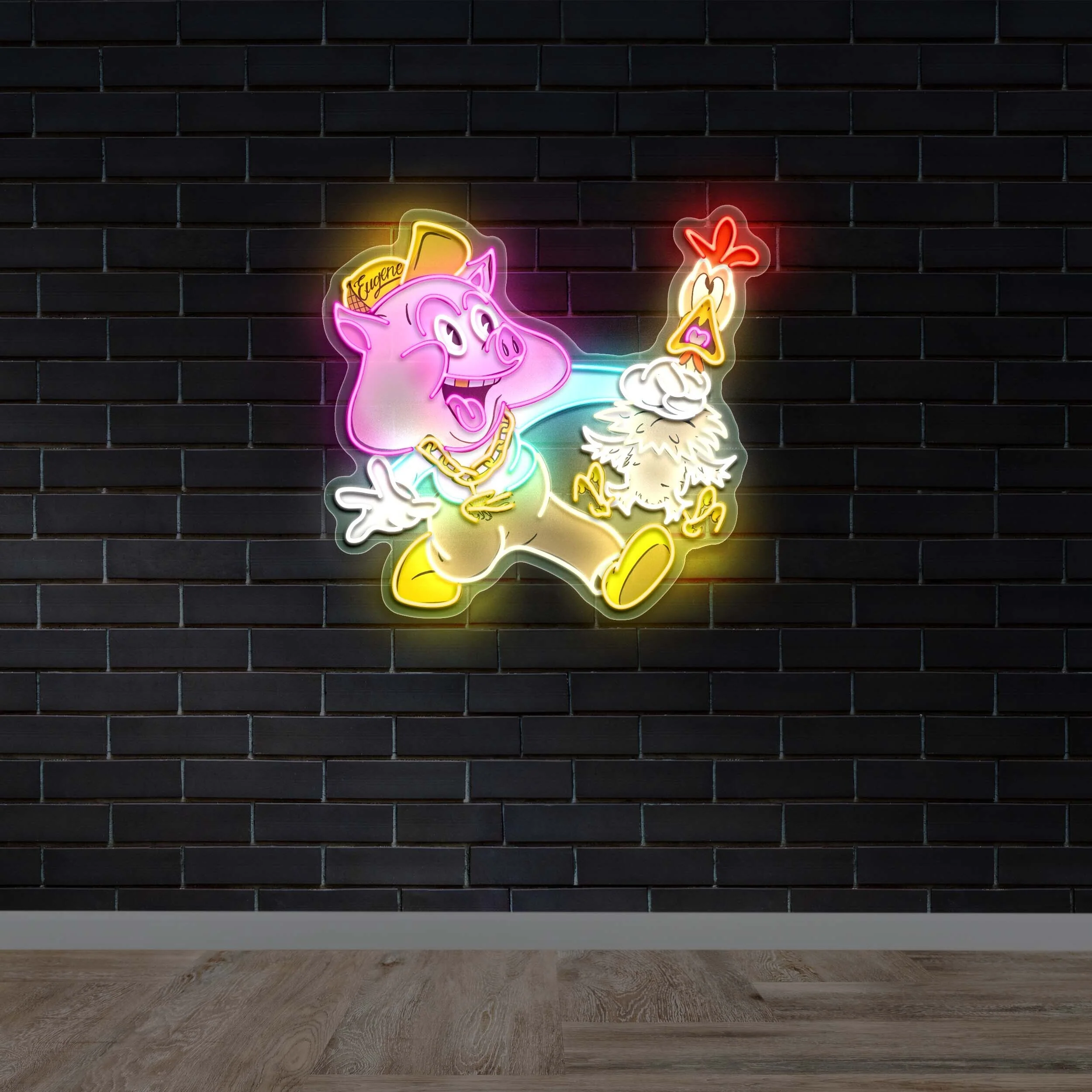 Bad Ass Pig & Chicken - Premium Neon Artwork