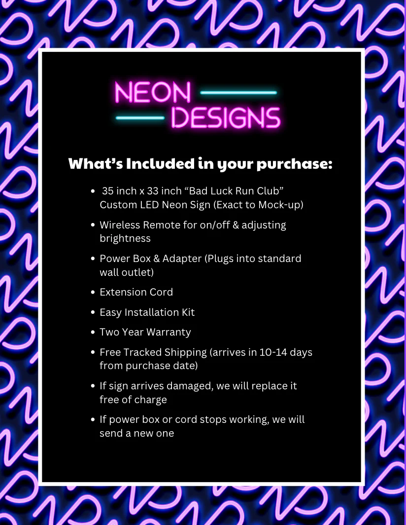 Bad Luck Run Club - Premium Neon Artwork - Image 2