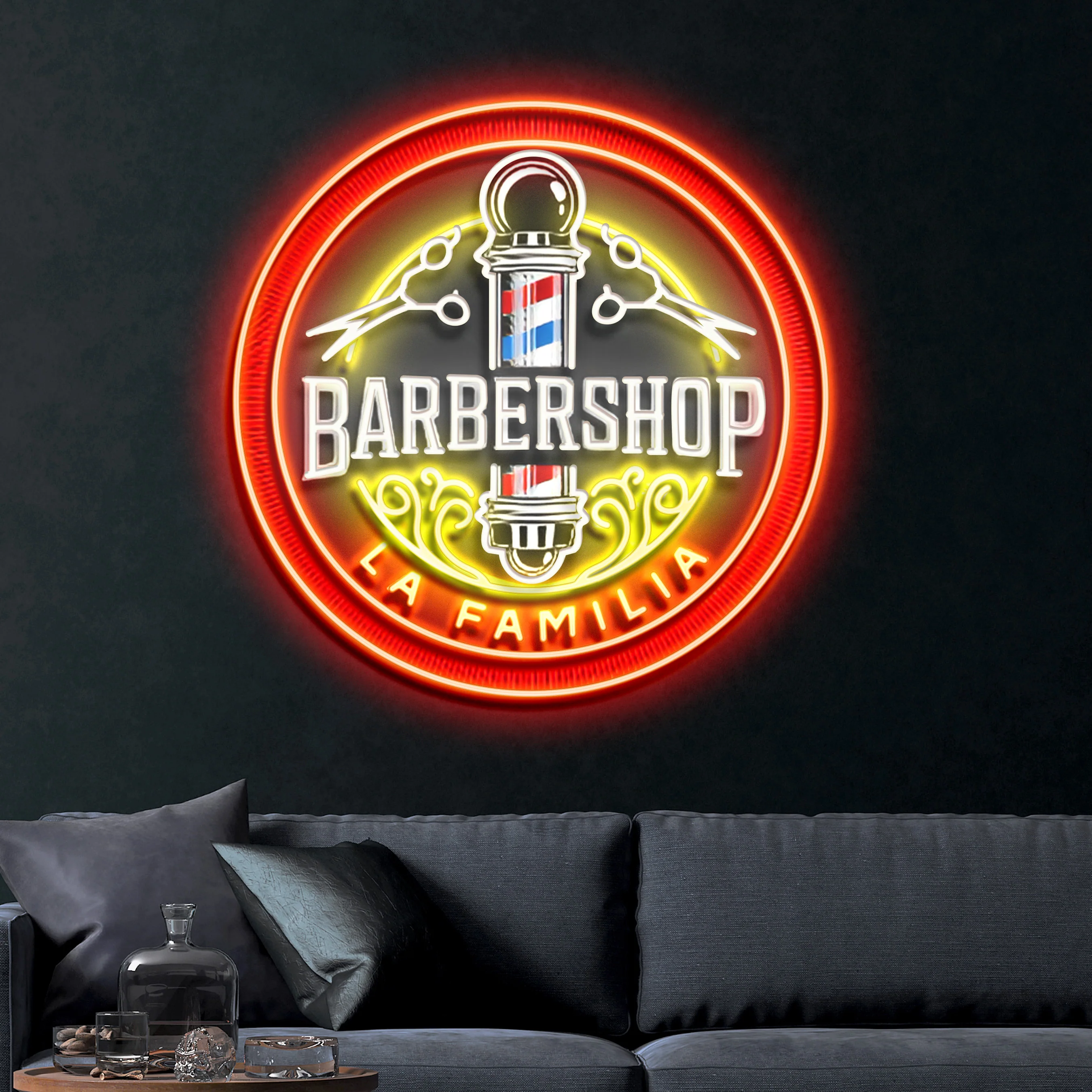 Barbershop La Familia – Premium Neon Artwork
