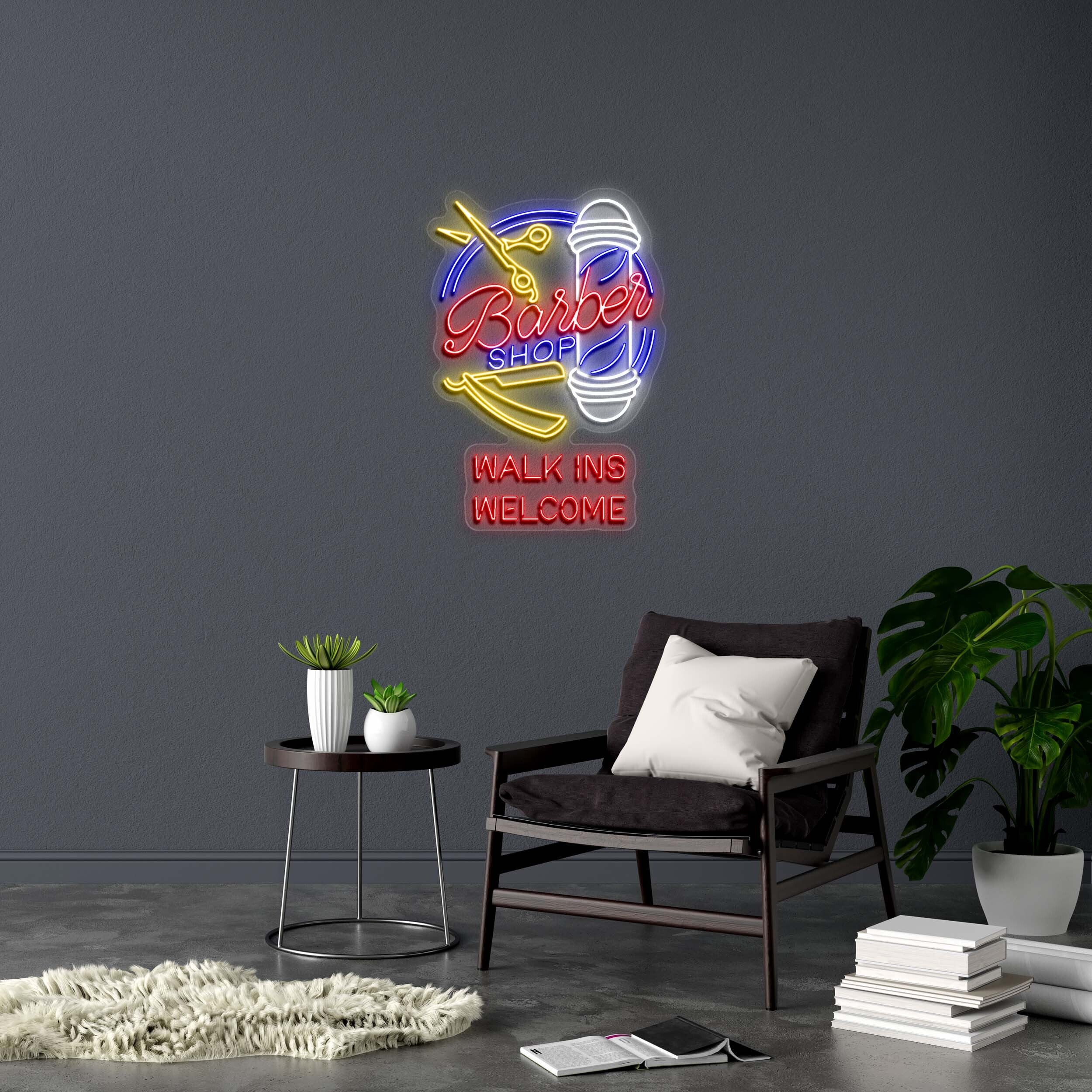 Barbershop WALK INS WELCOME - Premium Neon Artwork