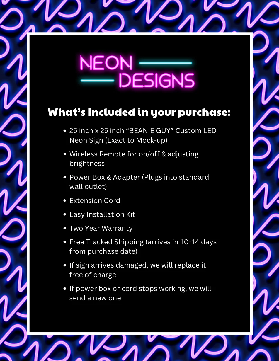 LE BEANIE GUY - Premium Neon Artwork - Image 2
