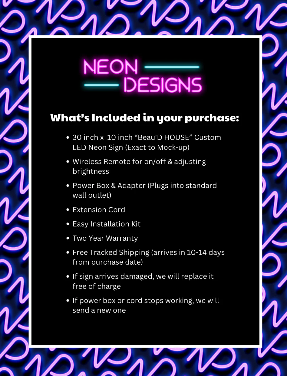 Beau'D HOUSE - Premium Neon Artwork - Image 2