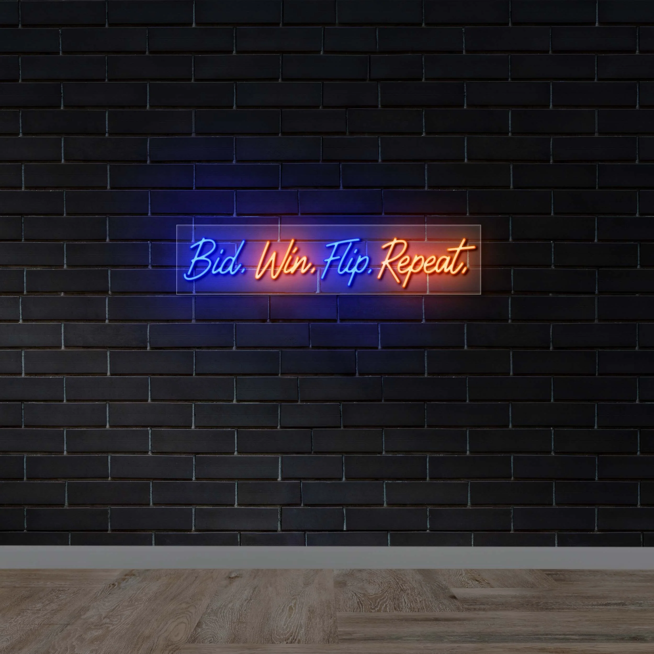 Bid. Win. Flip. Repeat. - Premium Neon Artwork
