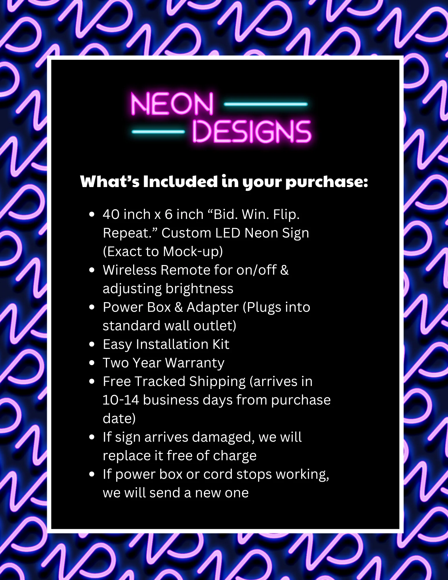 Bid. Win. Flip. Repeat. - Premium Neon Artwork - Image 2