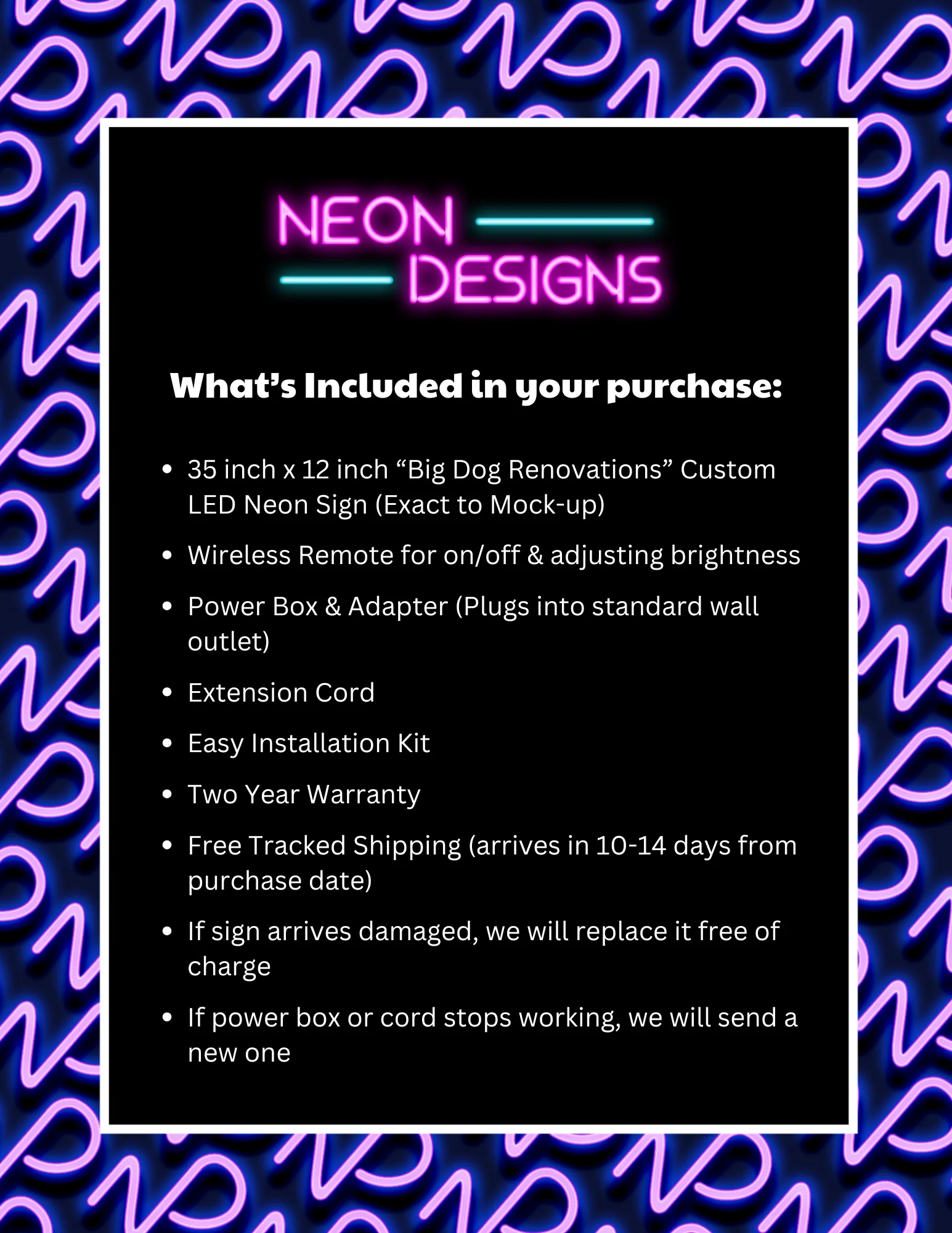 BIG DOG RENOVATIONS - Premium Neon Artwork - Image 3