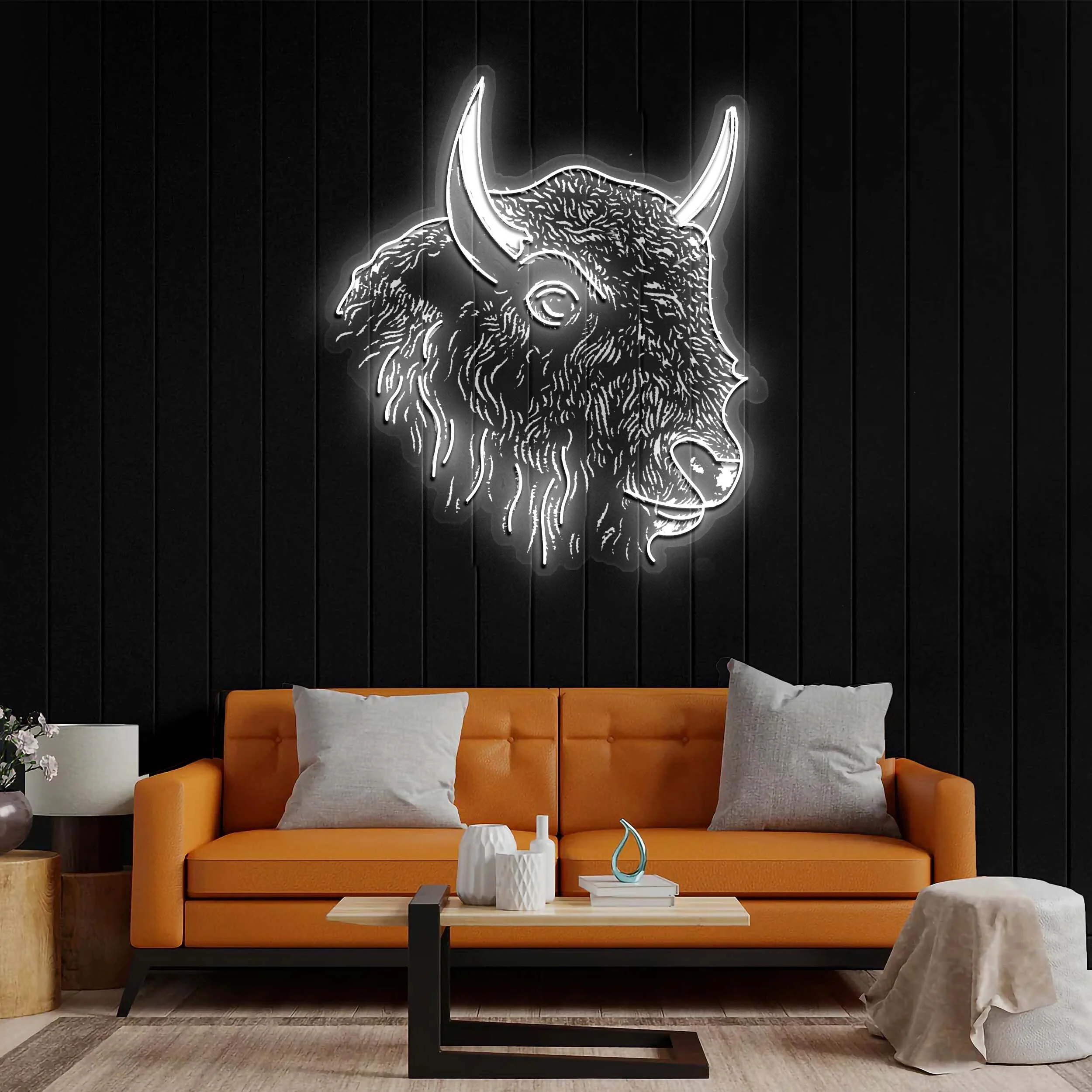 Bison's Face - Premium Neon Artwork