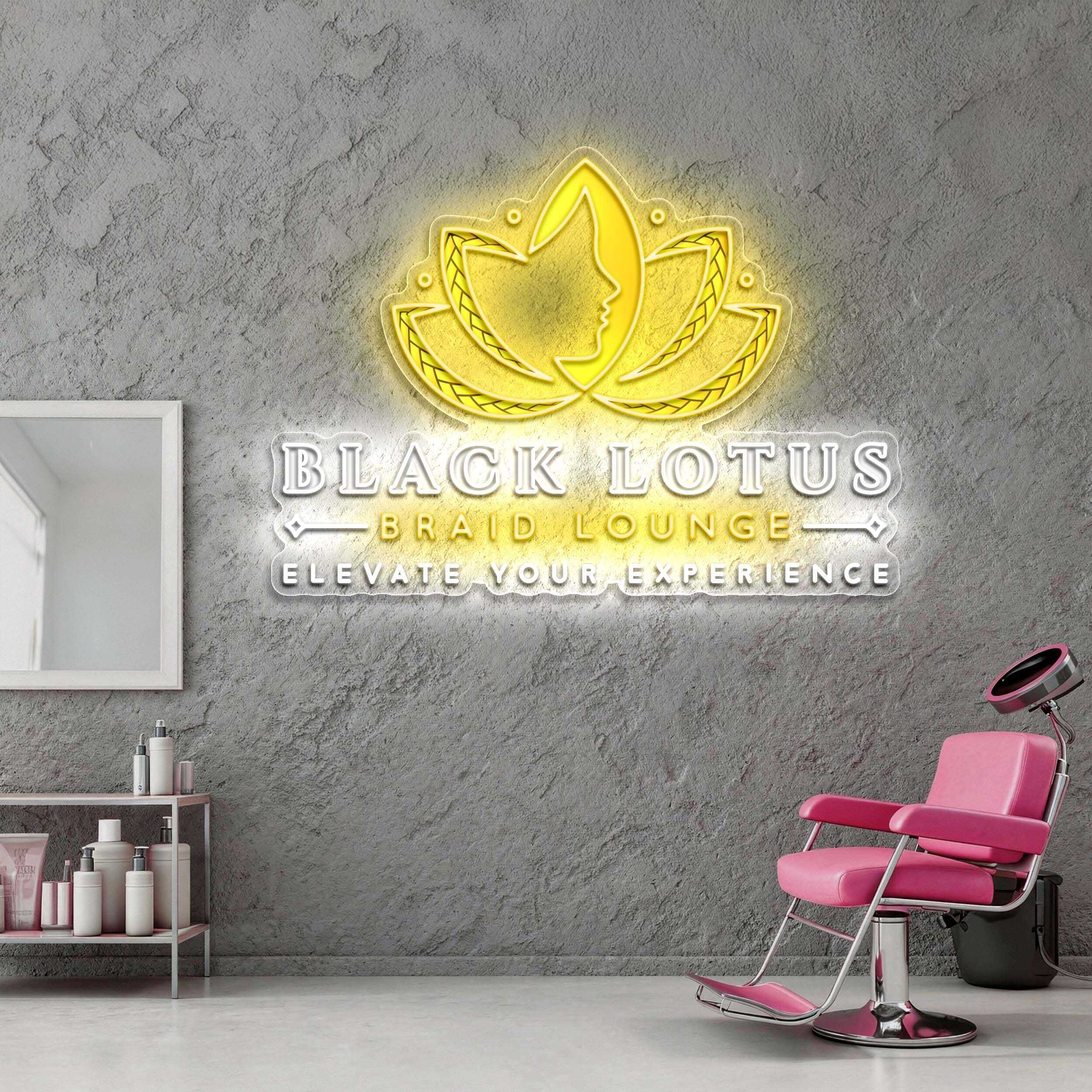 BLACK LOTUS BRAID LOUNGE EMBLEM – Premium Neon Artwork - Image 3