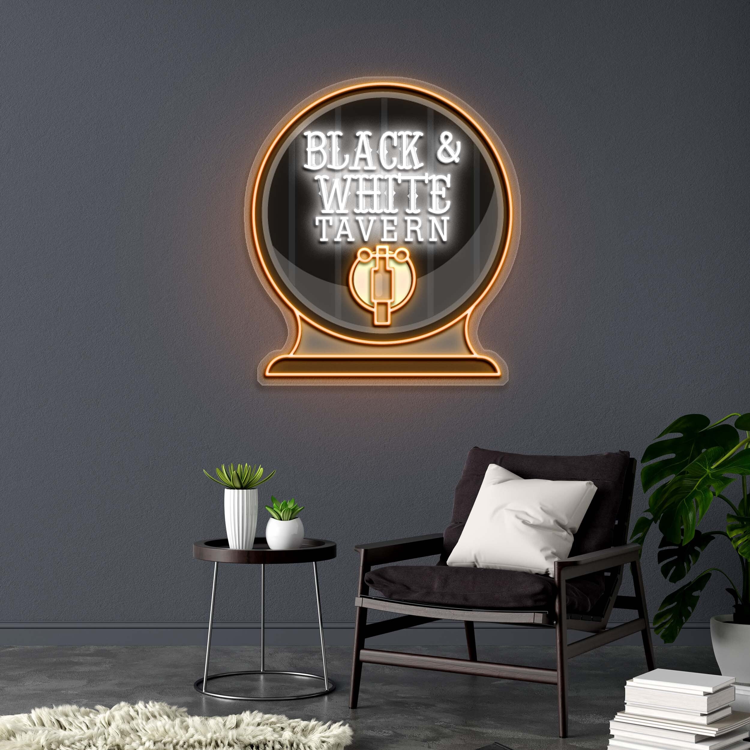 BLACK & WHITE TAVERN - Premium Neon Artwork