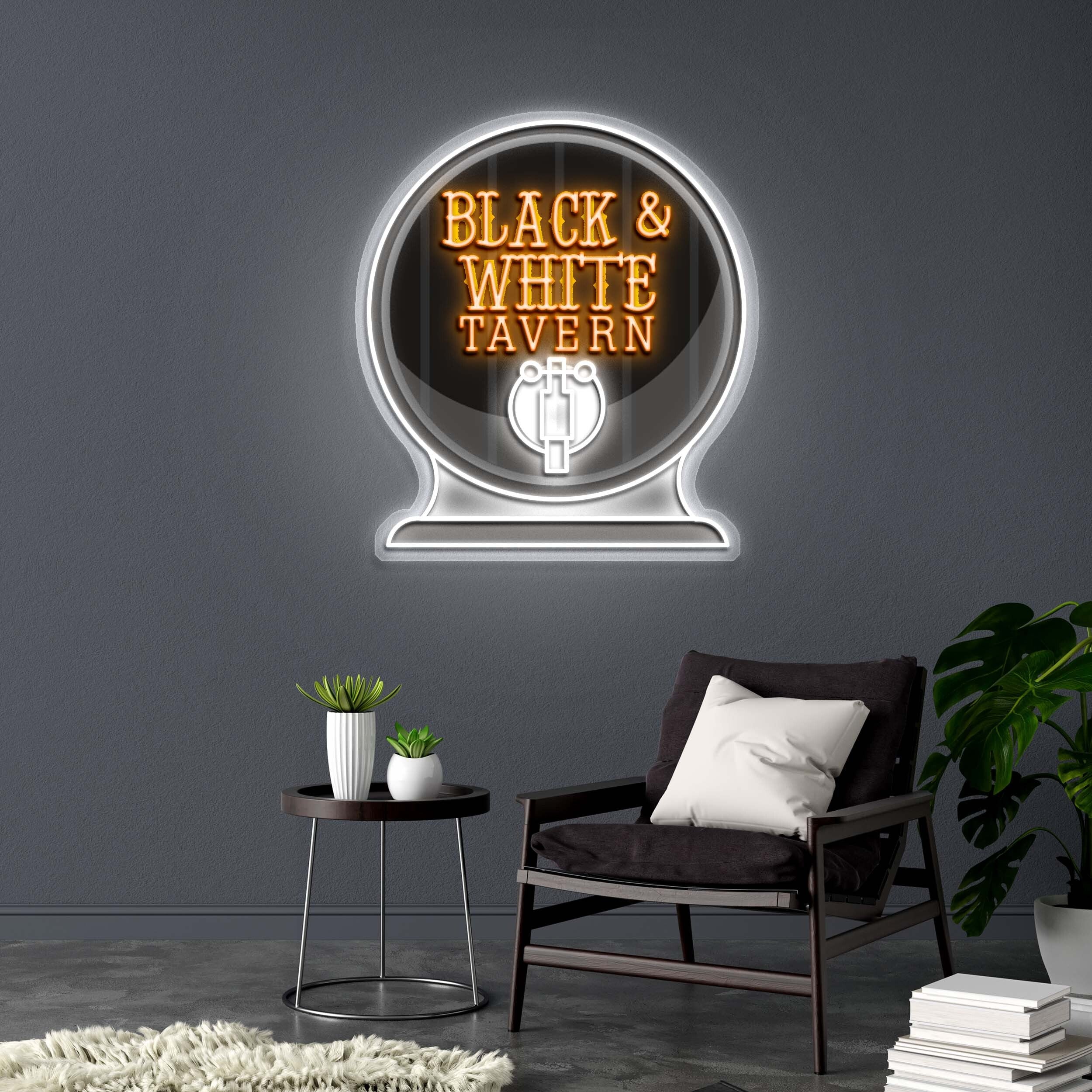 BLACK & WHITE TAVERN - Premium Neon Artwork - Image 2