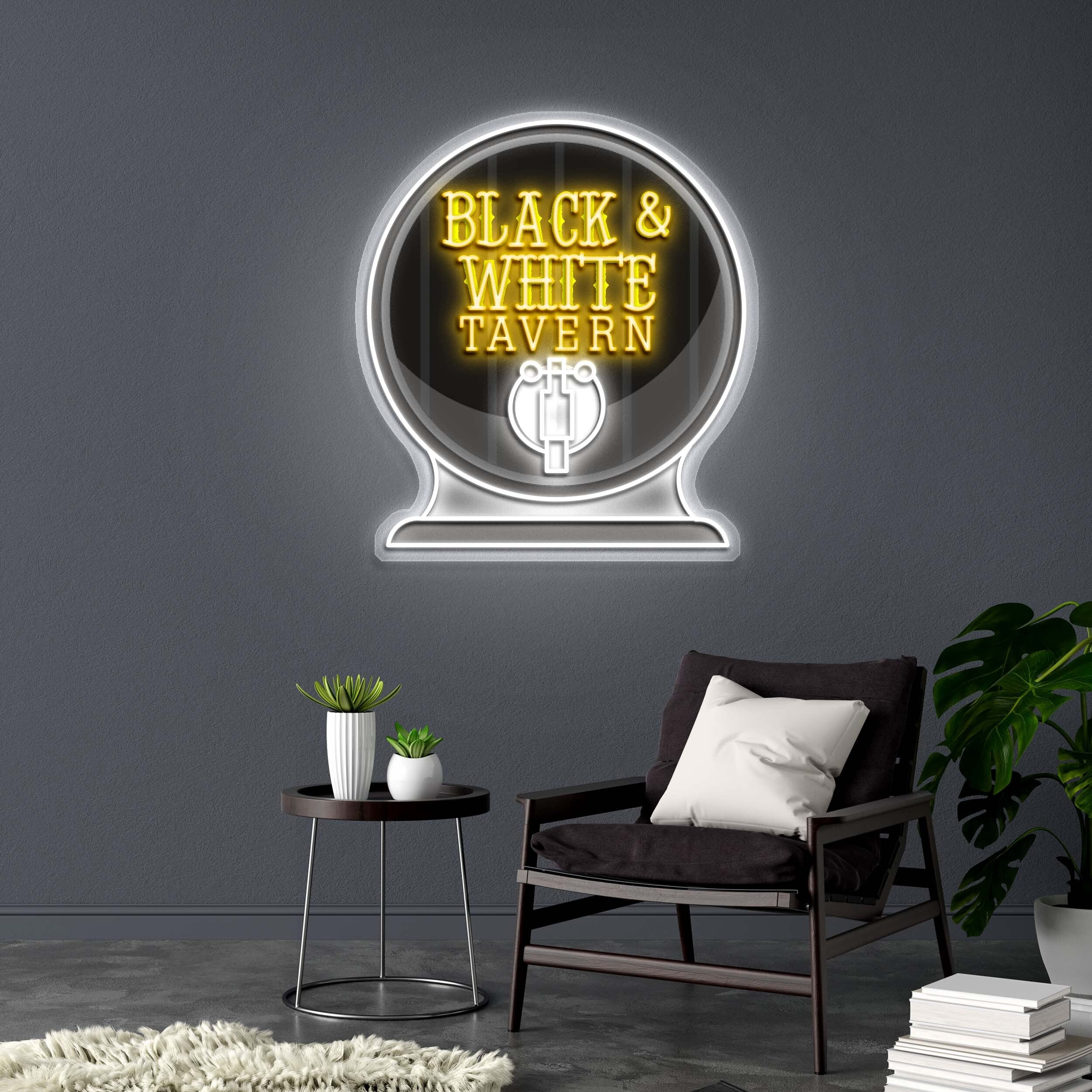 BLACK & WHITE TAVERN - Premium Neon Artwork - Image 3