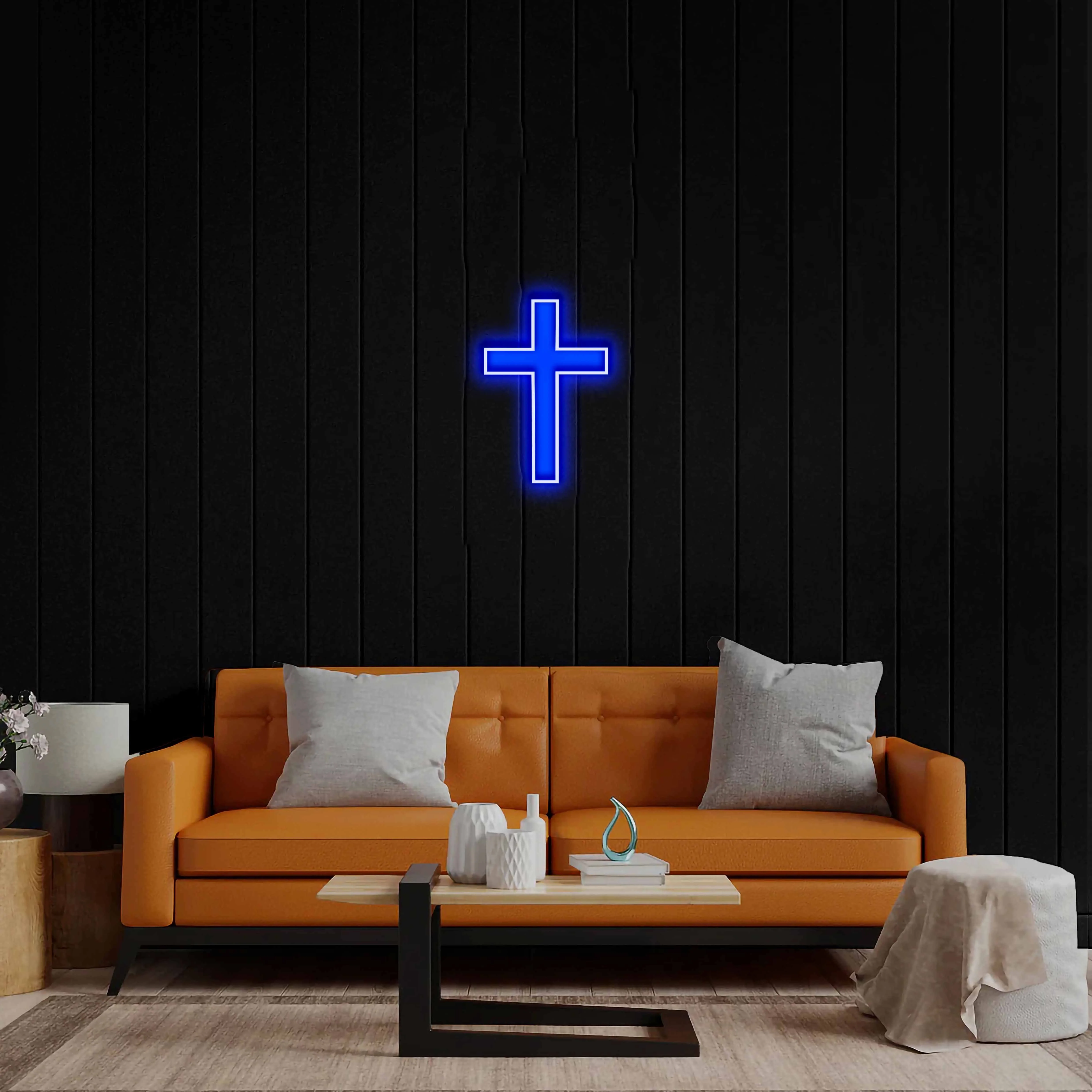Blue Cross - Premium Neon Artwork