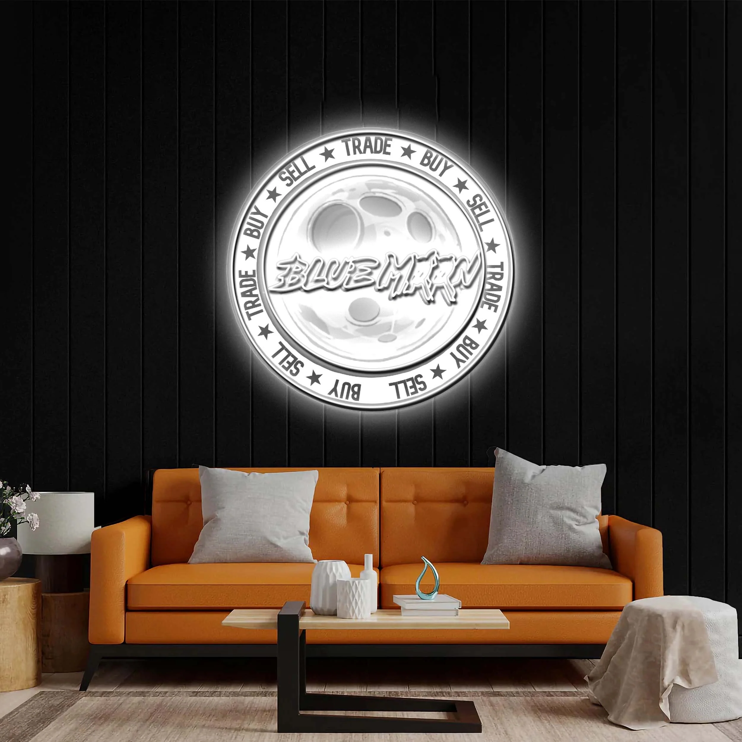 BLUE MOON (full logo) - Premium Neon Artwork