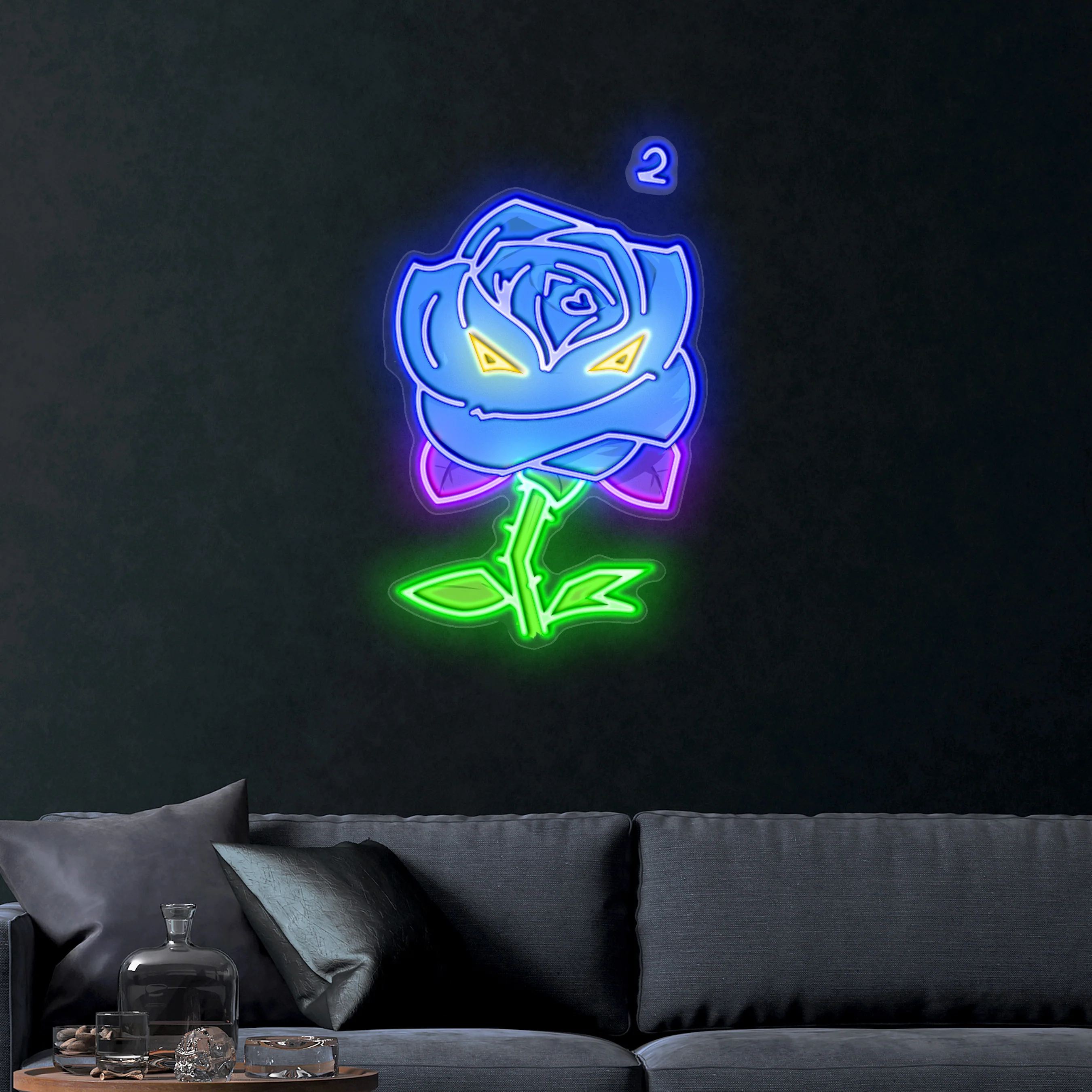 Blue Rose – Premium Neon Artwork