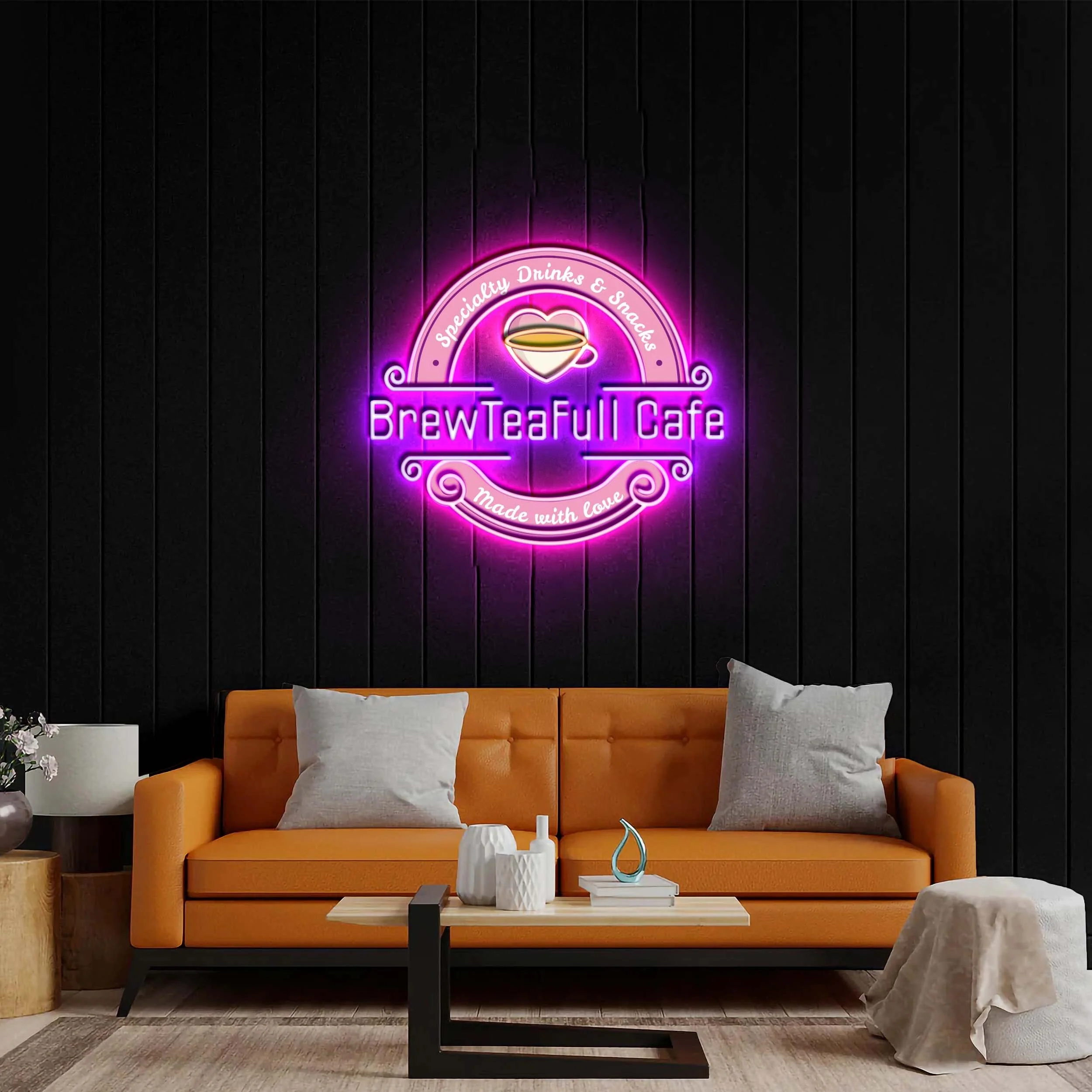 BrewTeaFull Cafe - Premium Neon Artwork