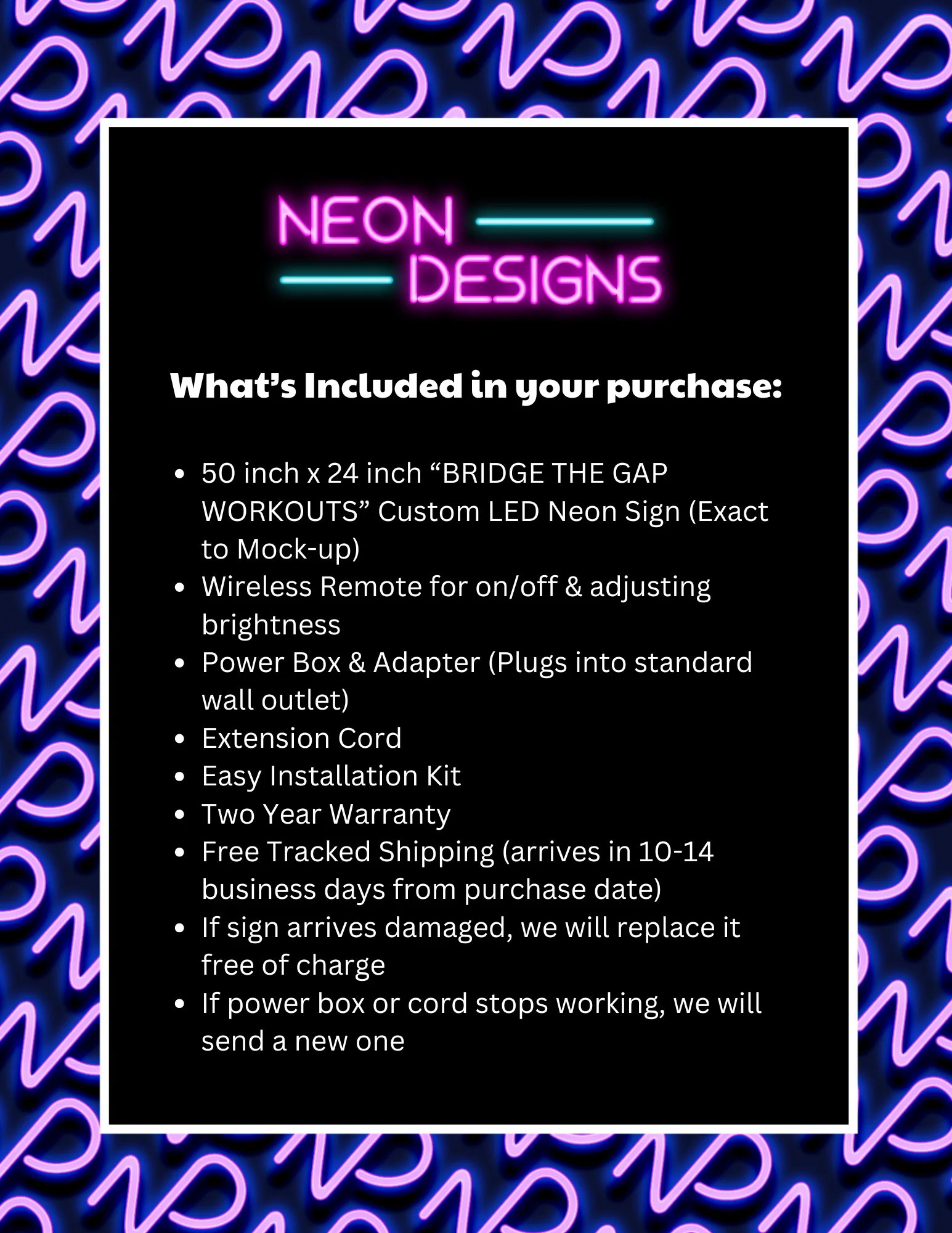 BRIDGE THE GAP WORKOUTS - Premium Neon Artwork - Image 2