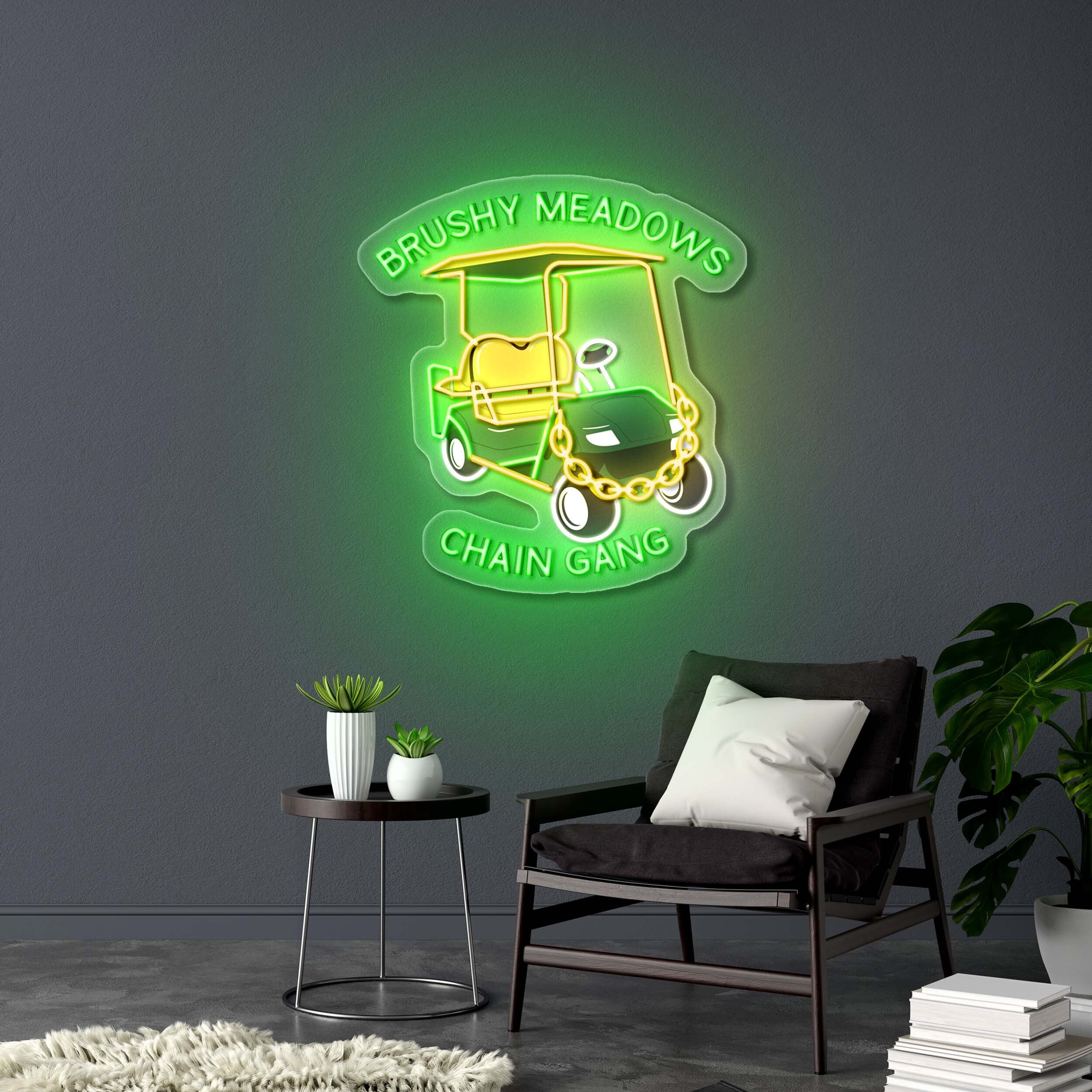 Brushy Meadows Chain Gang | Larger version - Premium Neon Artwork