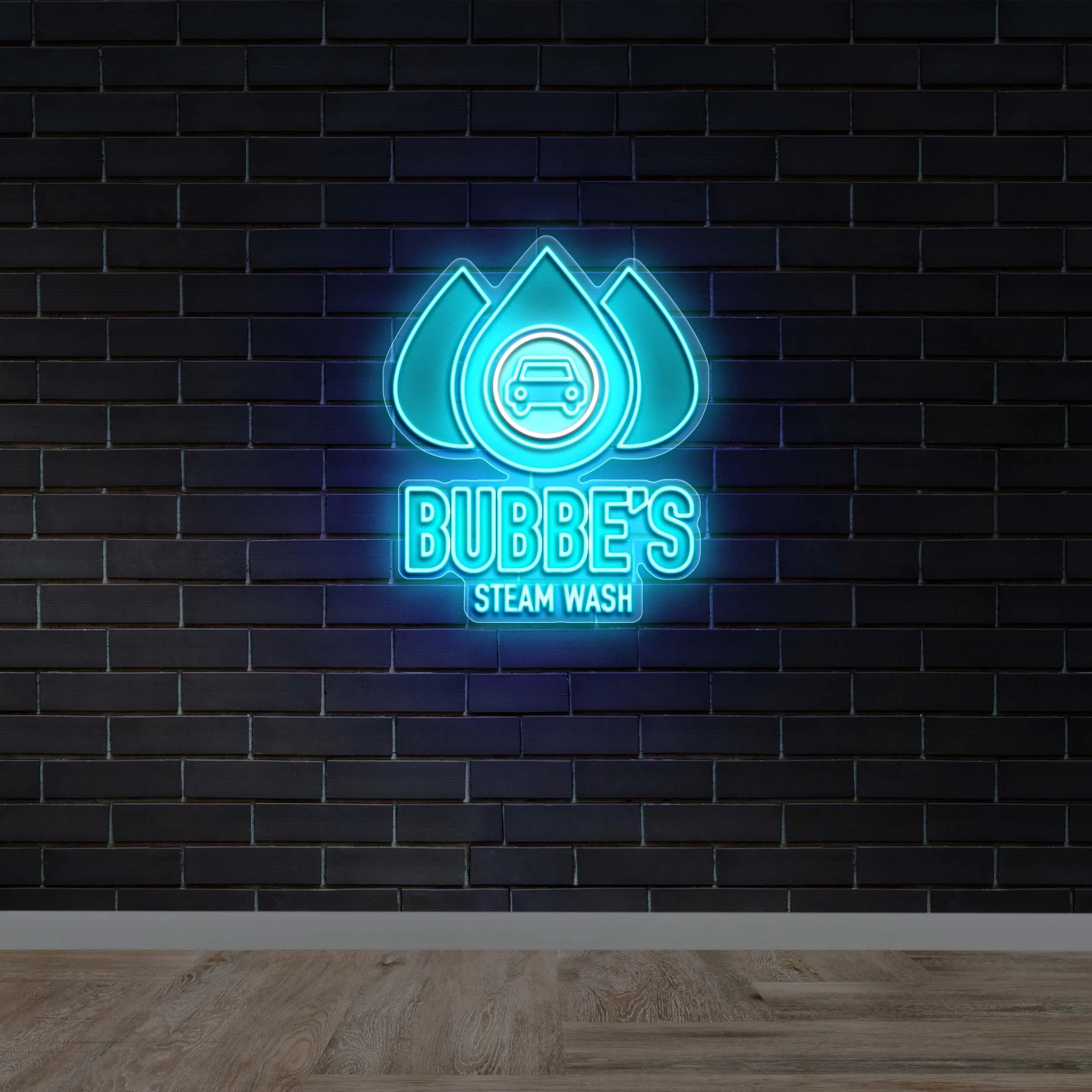 BUBBE'S Steam Wash - Premium Neon Artwork