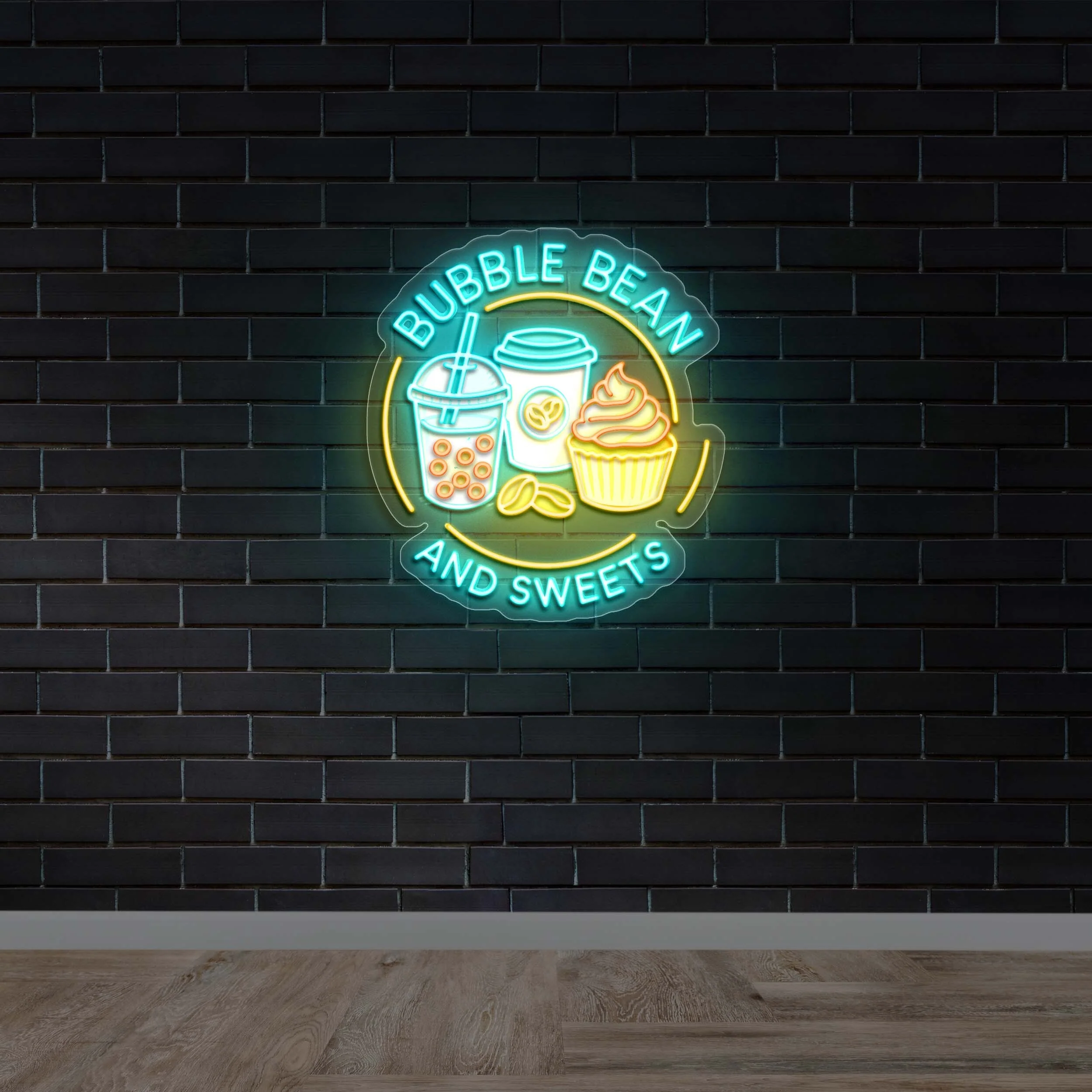BUBBLE BEAN AND SWEETS - Premium Neon Artwork