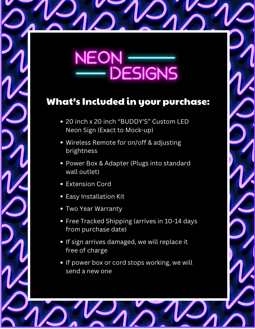 BUDDY'S - Premium Neon Artwork - Image 2