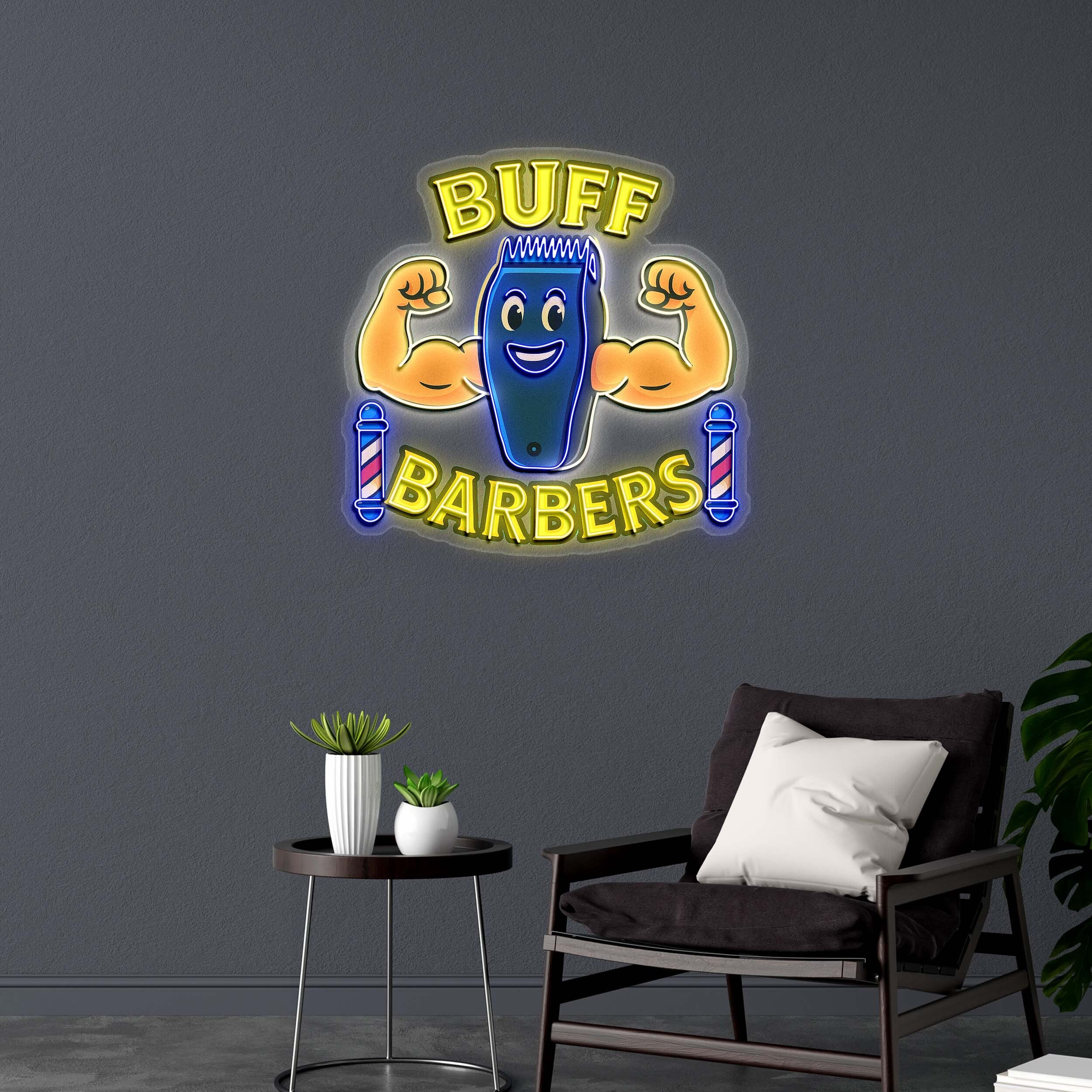 BUFF BARBERS - Premium Neon Artwork