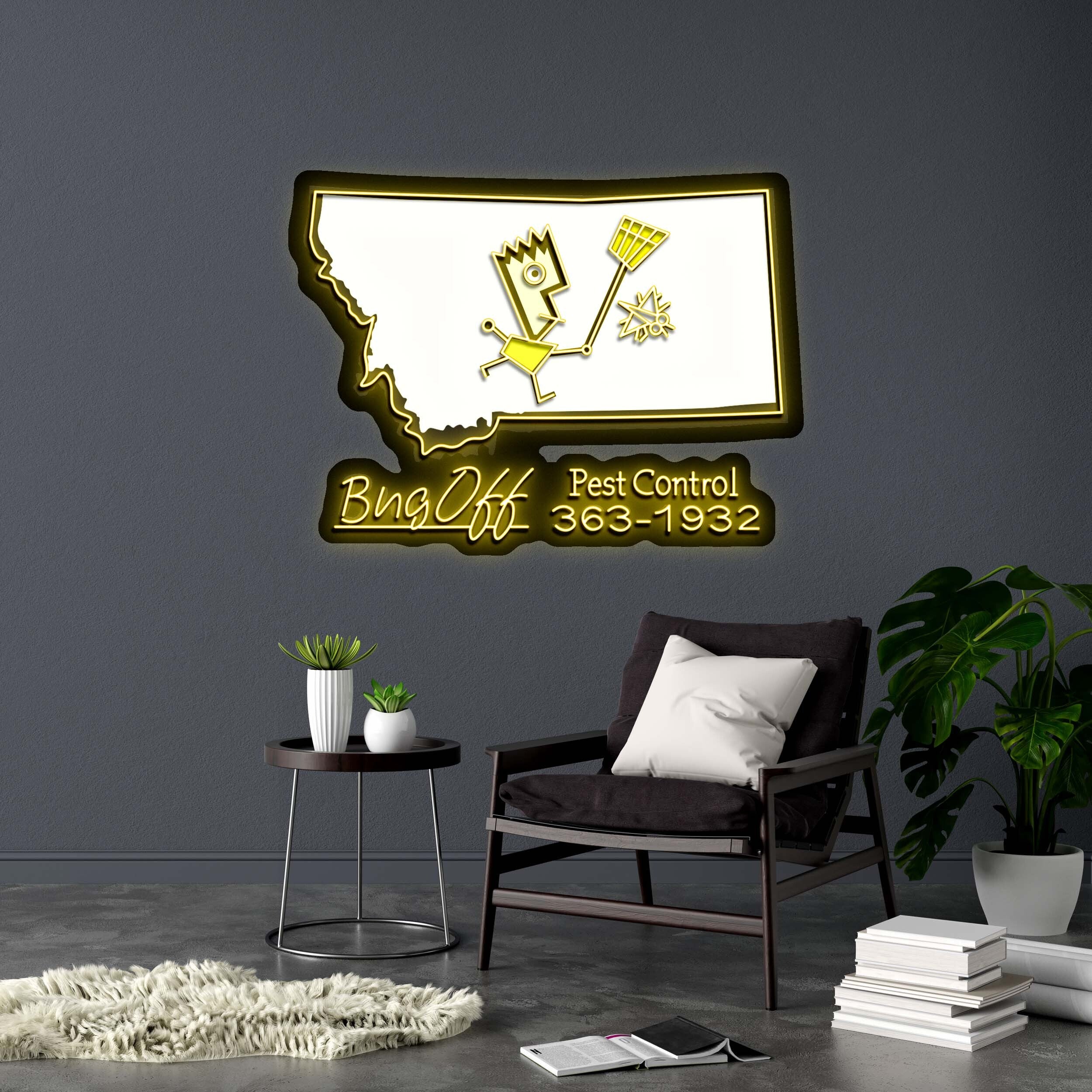 BUG OFF Pest Control 363-1932 - Premium Neon Artwork - Image 2