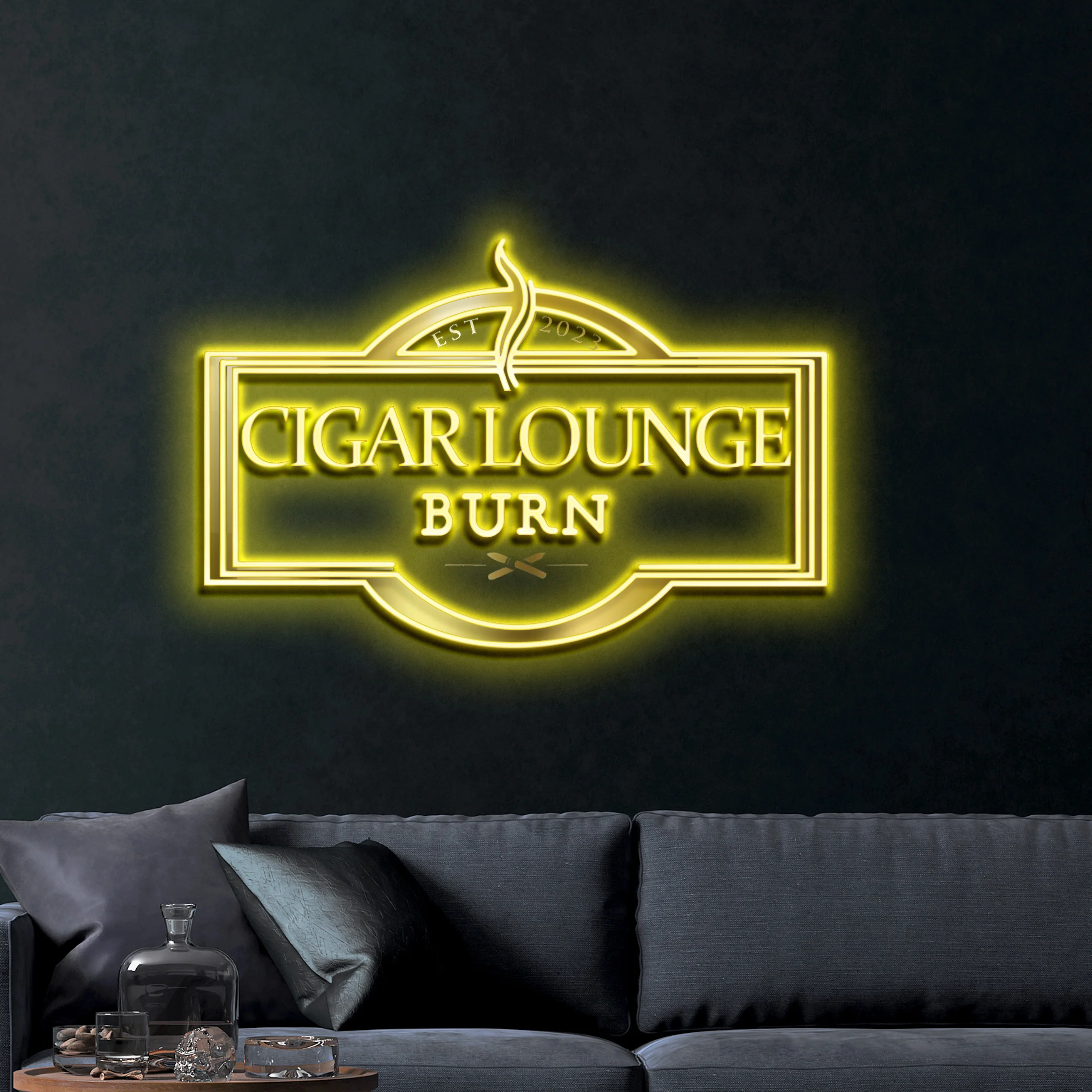 BURN Cigar Lounge – Premium Neon Artwork