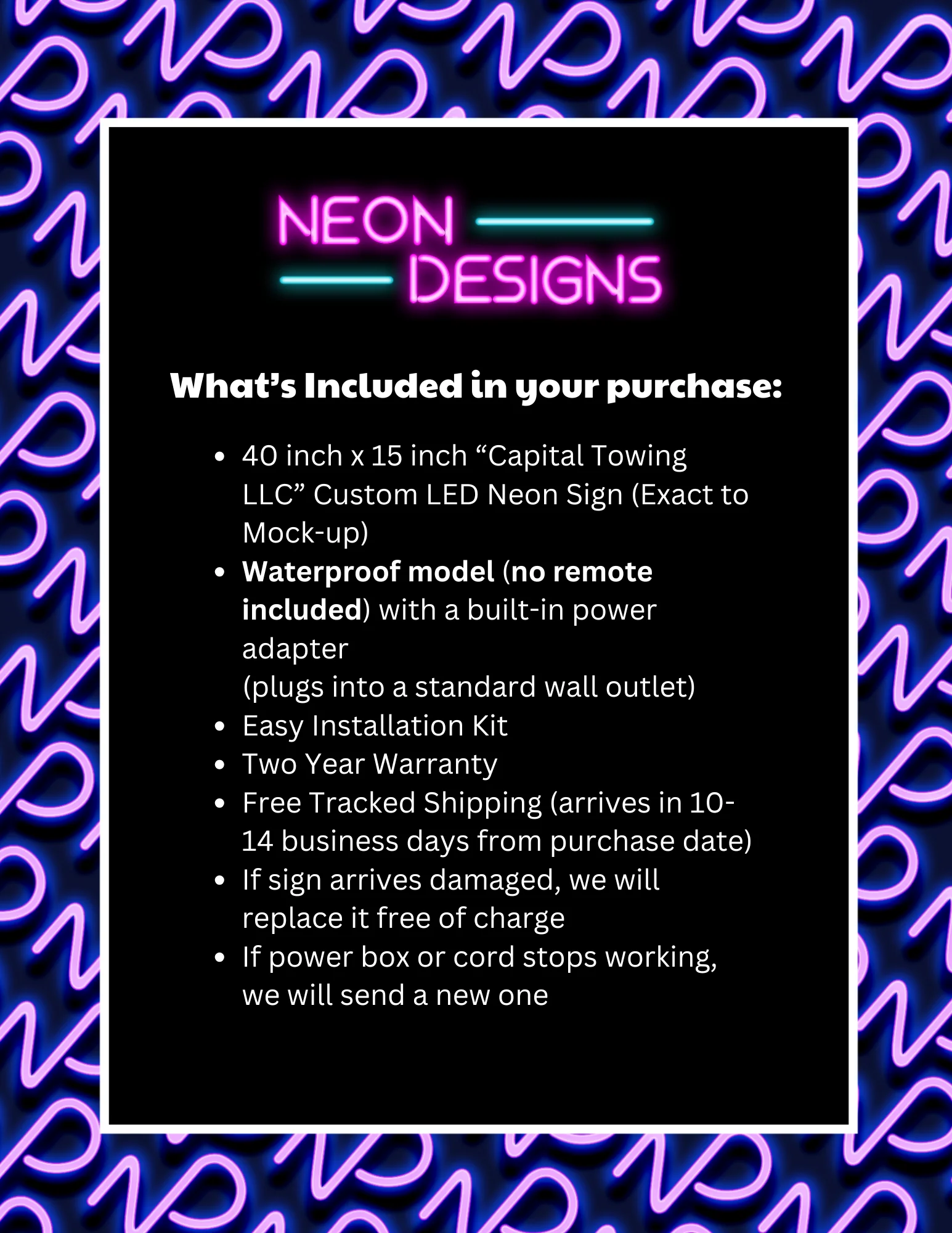 Capital Towing LLC - Premium Neon Artwork - Image 2