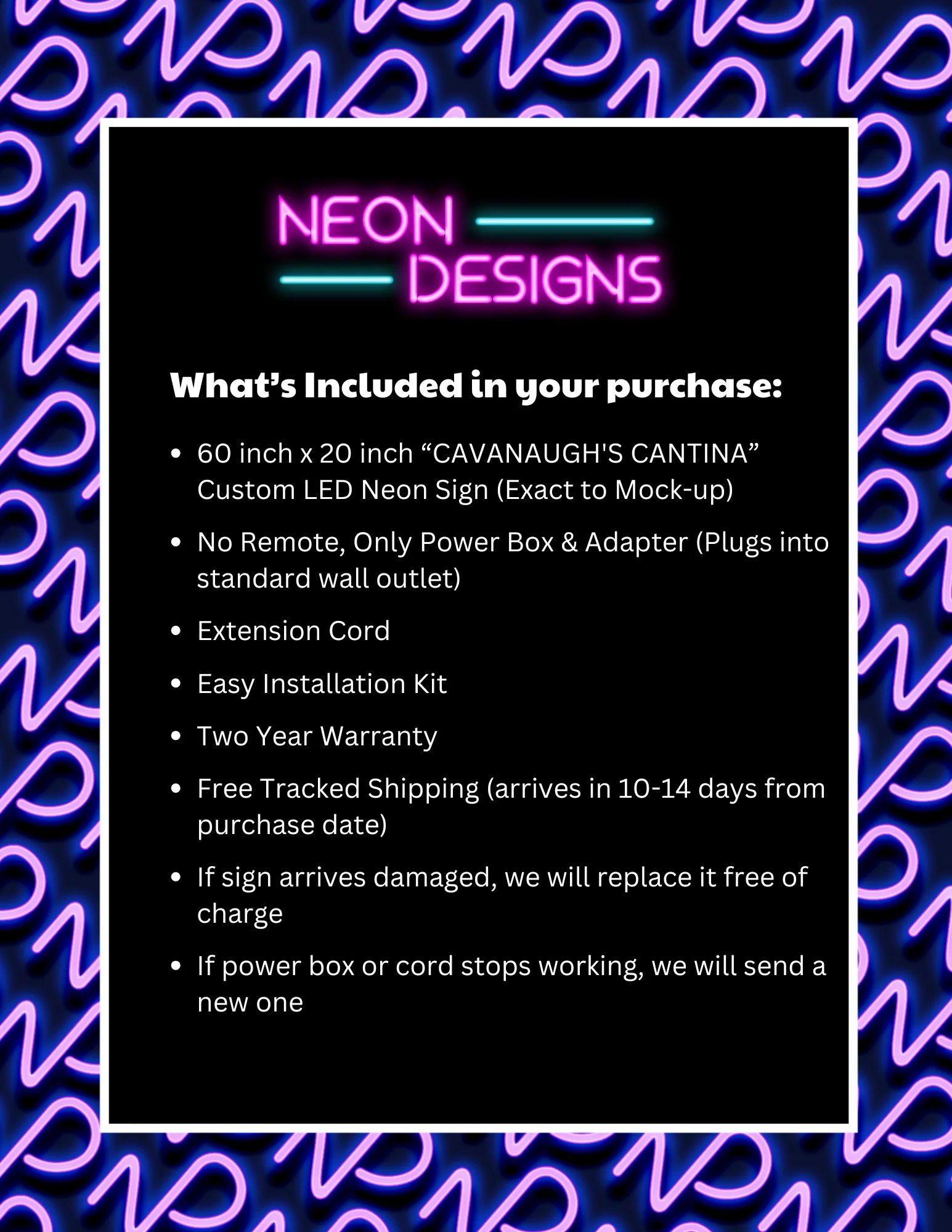 CAVANAUGH'S CANTINA - Premium Neon Artwork - Image 2