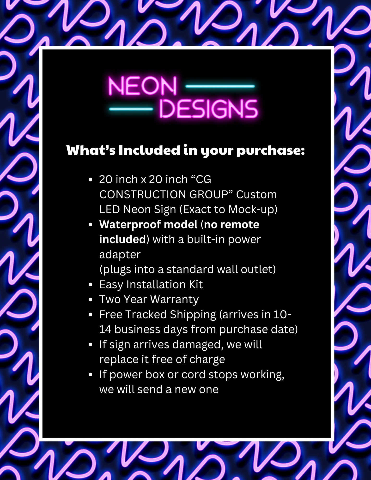 CG CONSTRUCTION GROUP - Premium Neon Artwork - Image 2