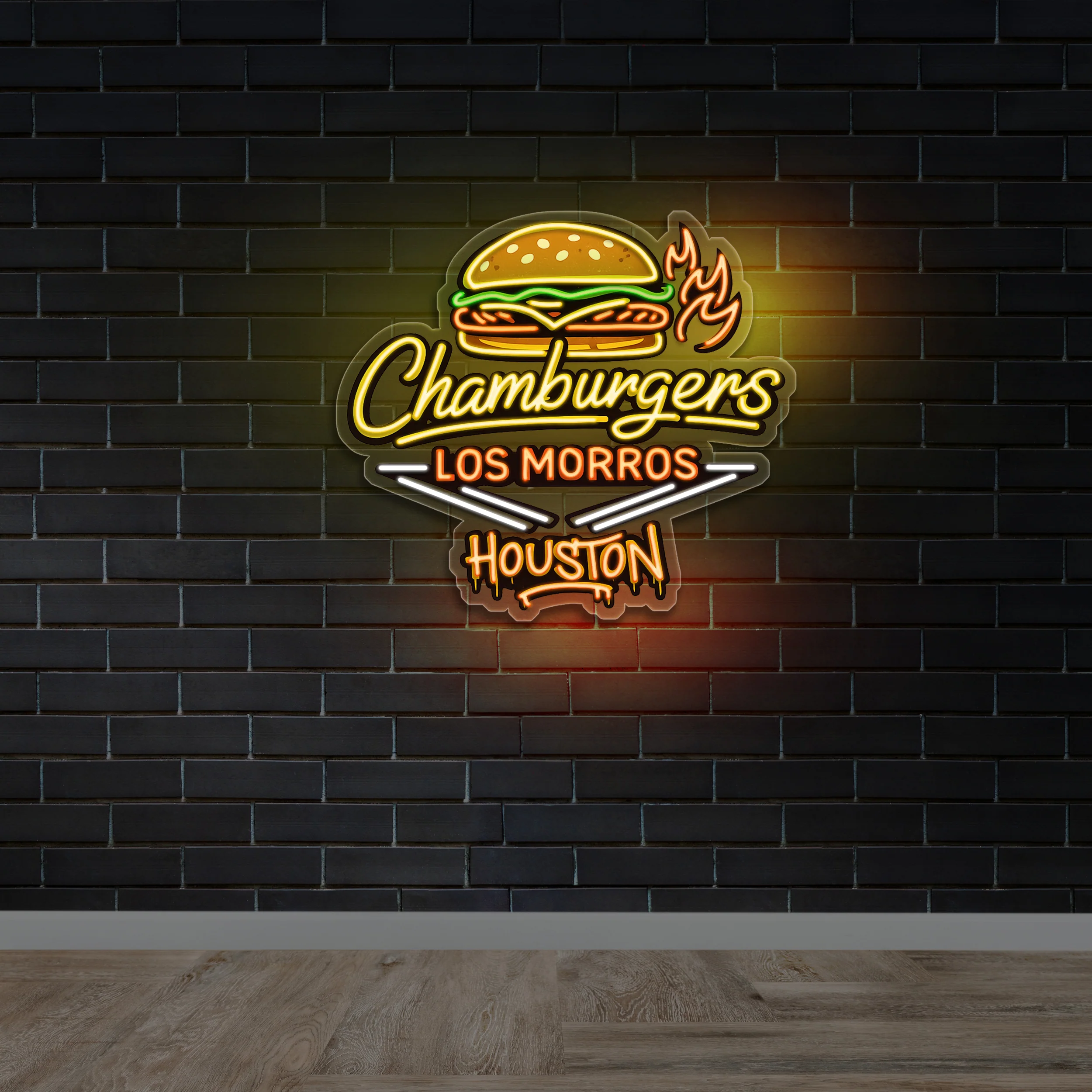 Chamburgers Los Morros Houston Neon Logo - Premium Neon Artwork