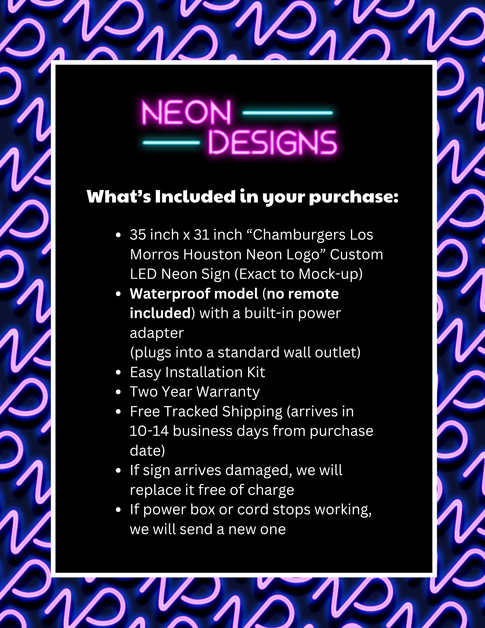 Chamburgers Los Morros Houston Neon Logo - Premium Neon Artwork - Image 2